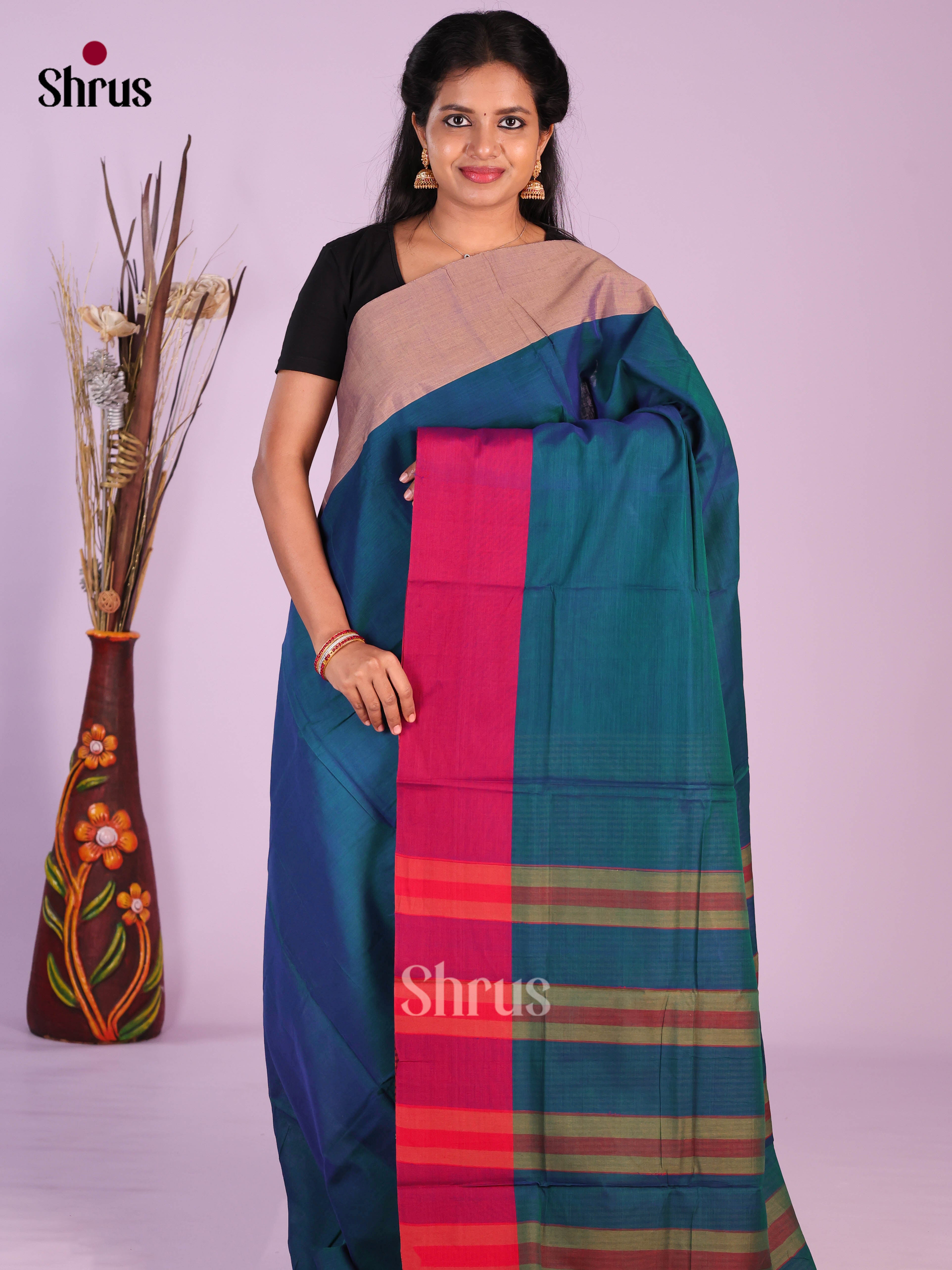 Peacock Blue  - Narayanpet Cotton Saree