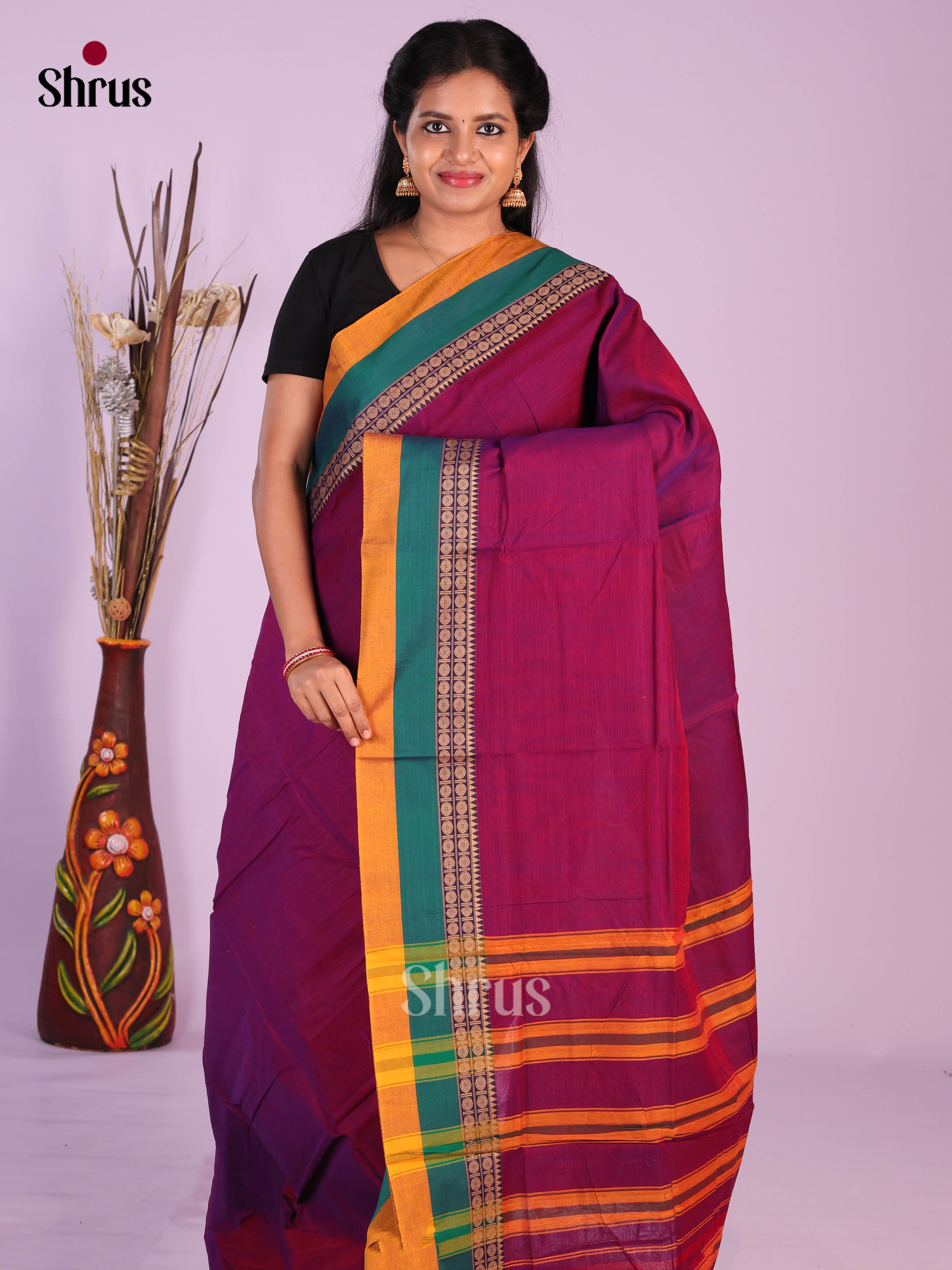 Purple & Green - Narayanpet Cotton Saree