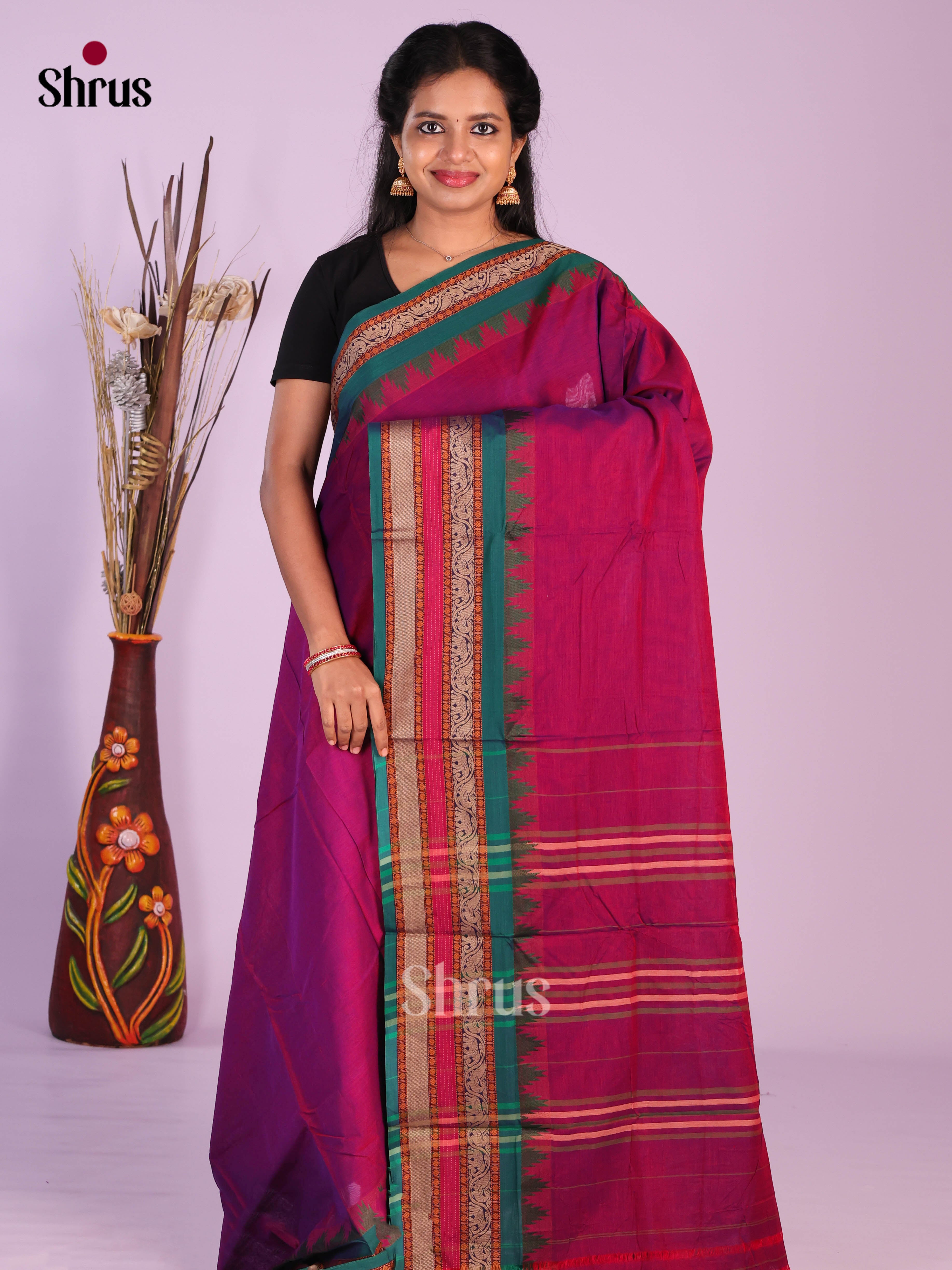 Purple & Green - Narayanpet Cotton Saree
