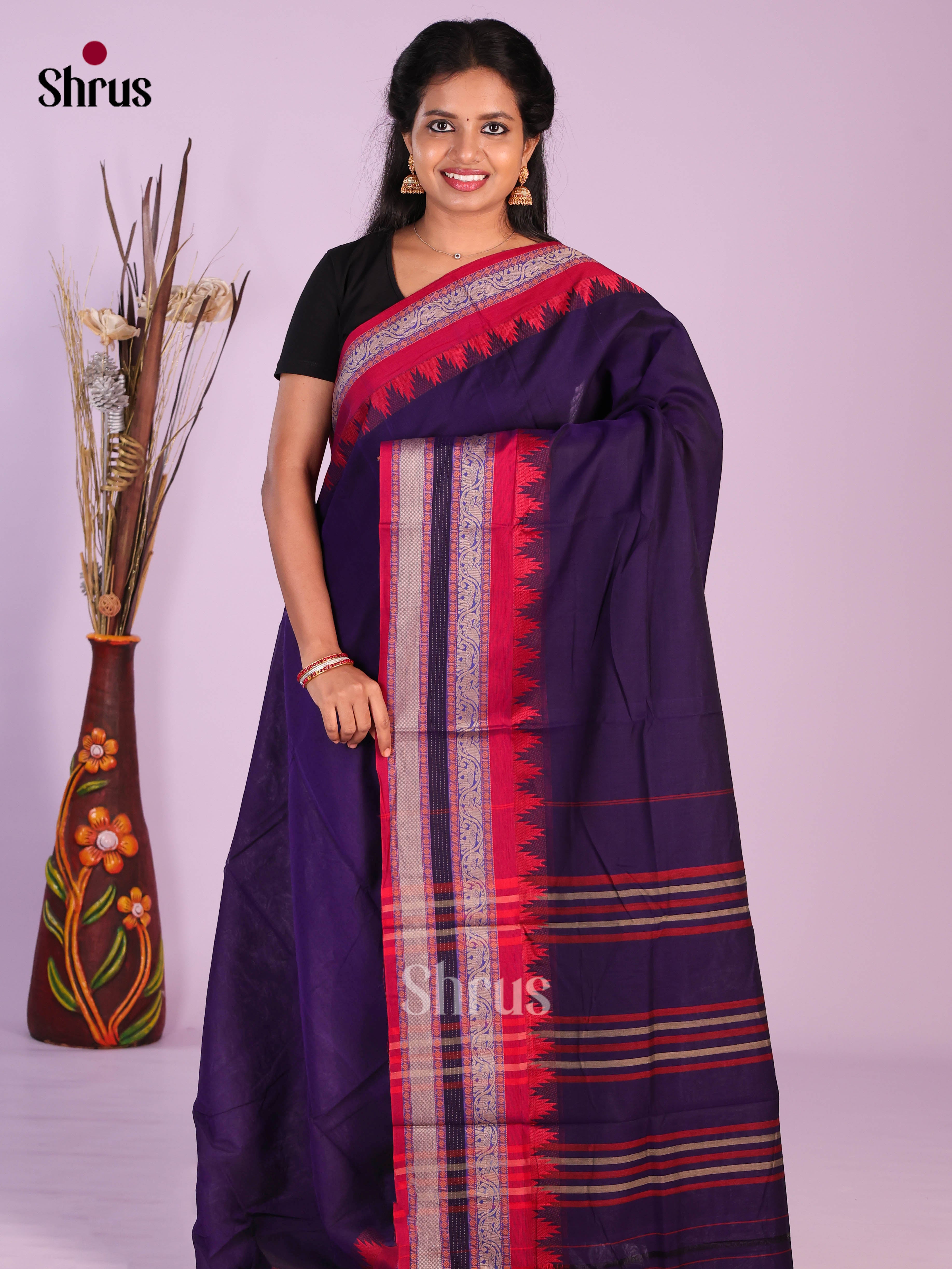 Violet &Red - Narayanpet Cotton Saree
