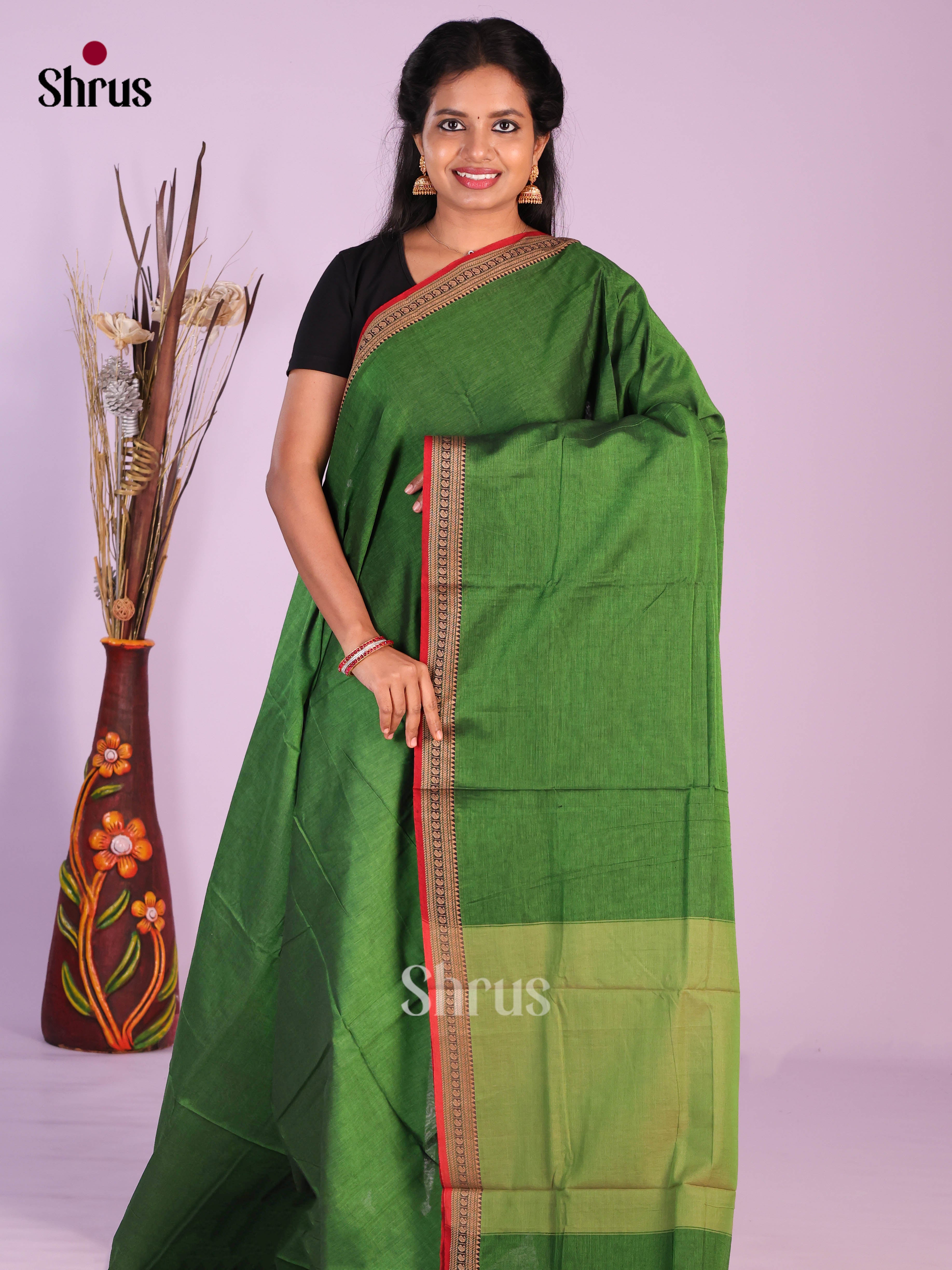 Green & Red - Narayanpet Cotton Saree