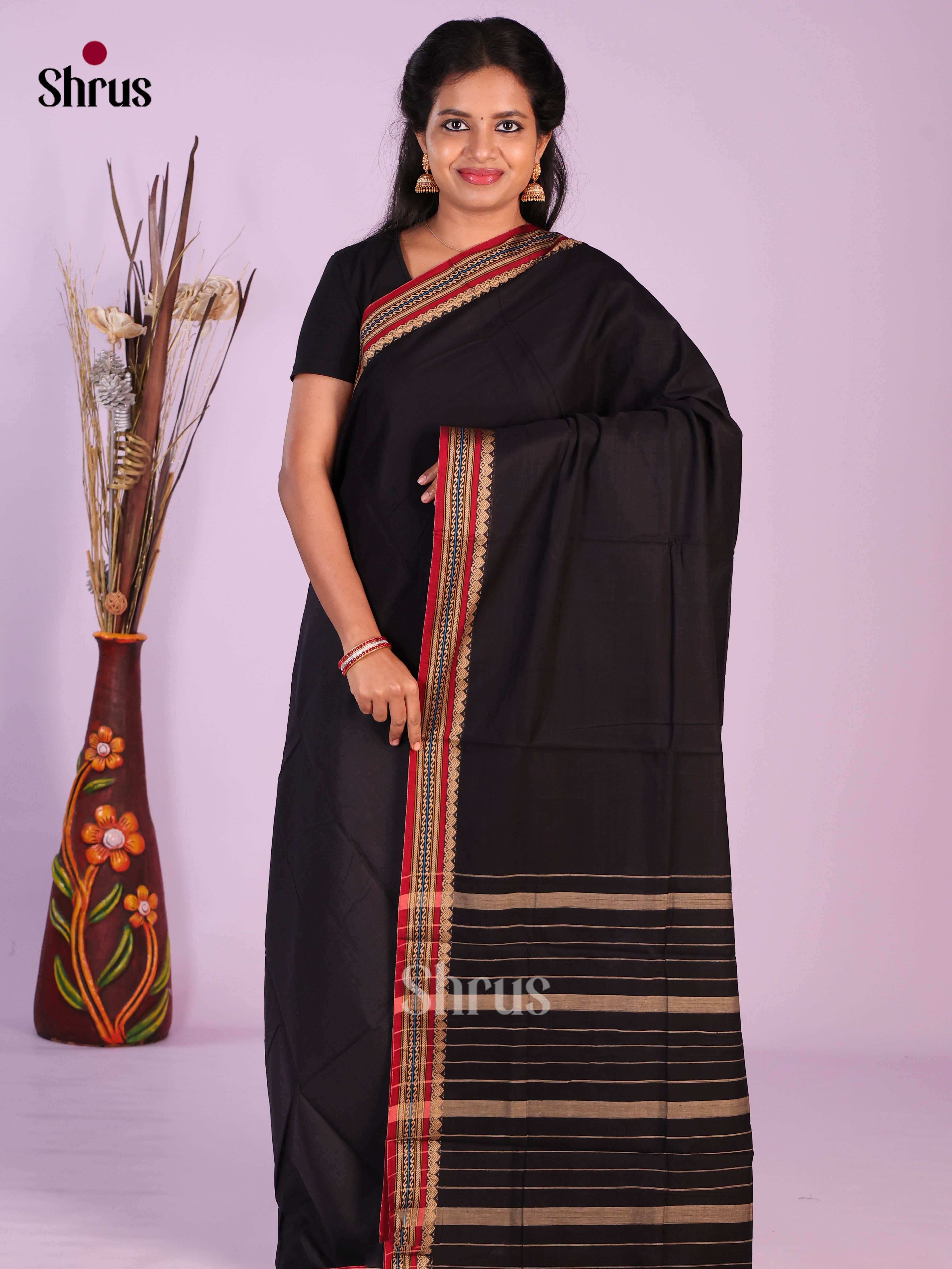 Black & Red - Narayanpet Cotton Saree
