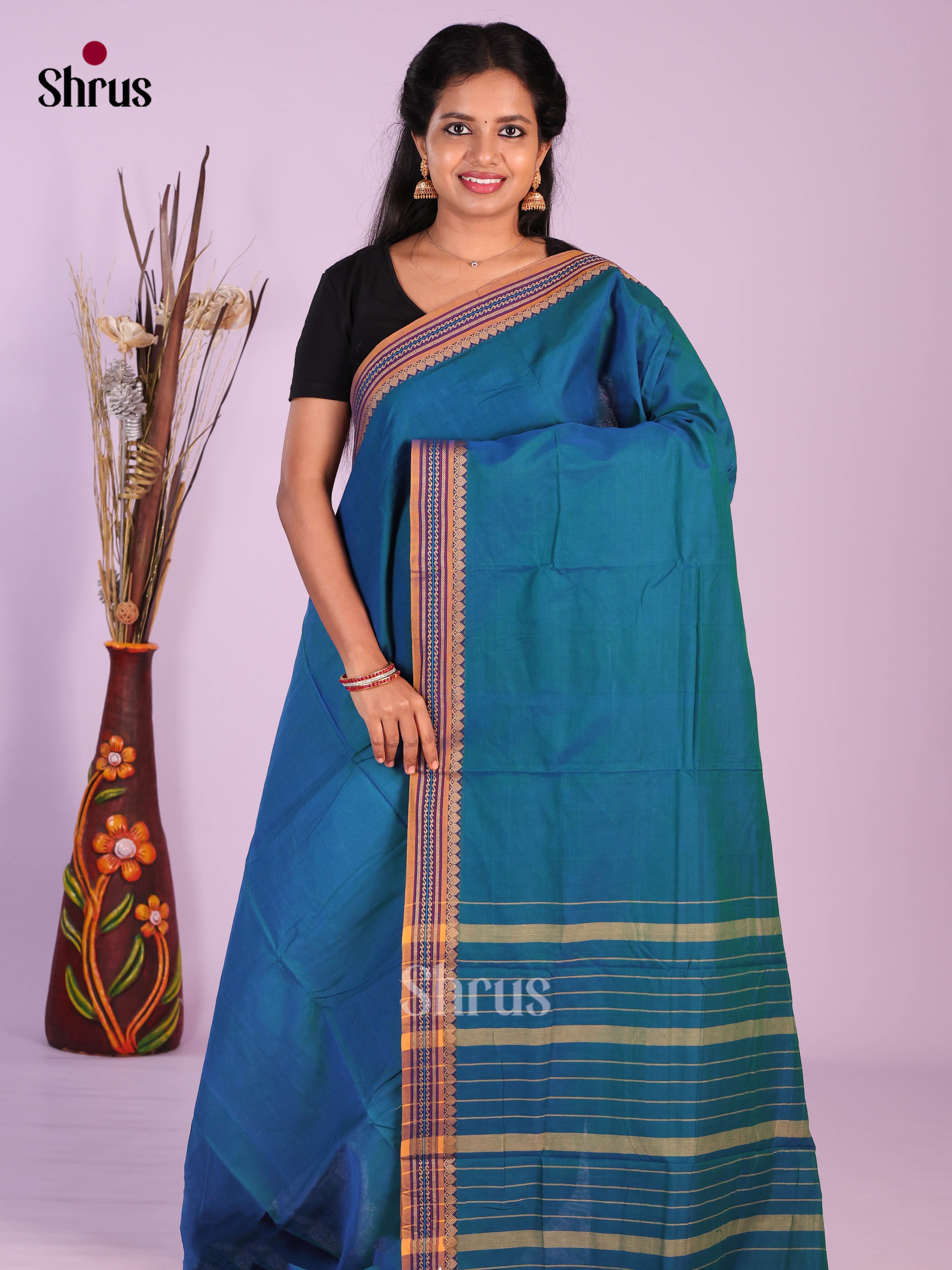 Blue  - Narayanpet Cotton Saree