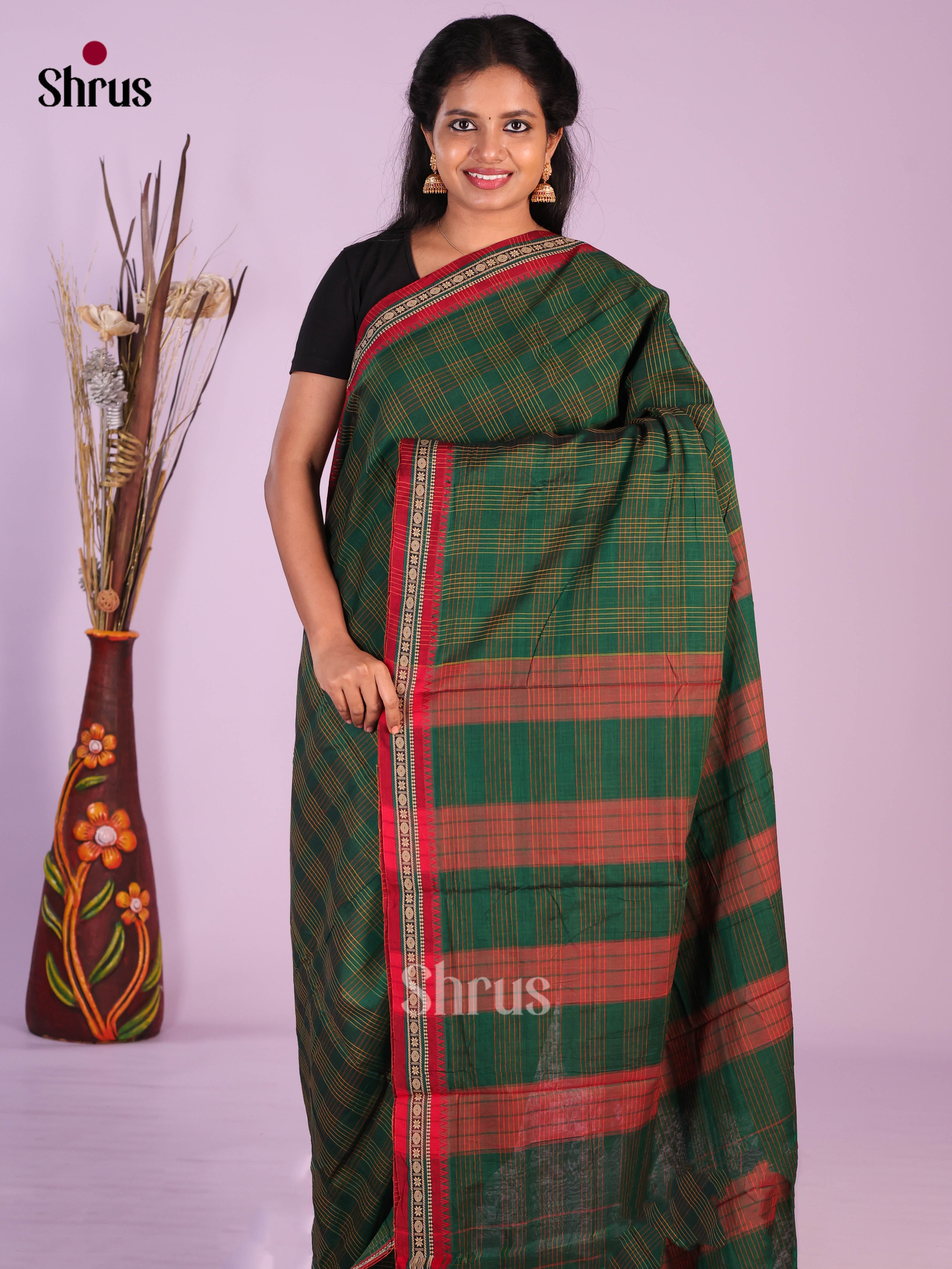 Green & Red - Narayanpet Cotton Saree