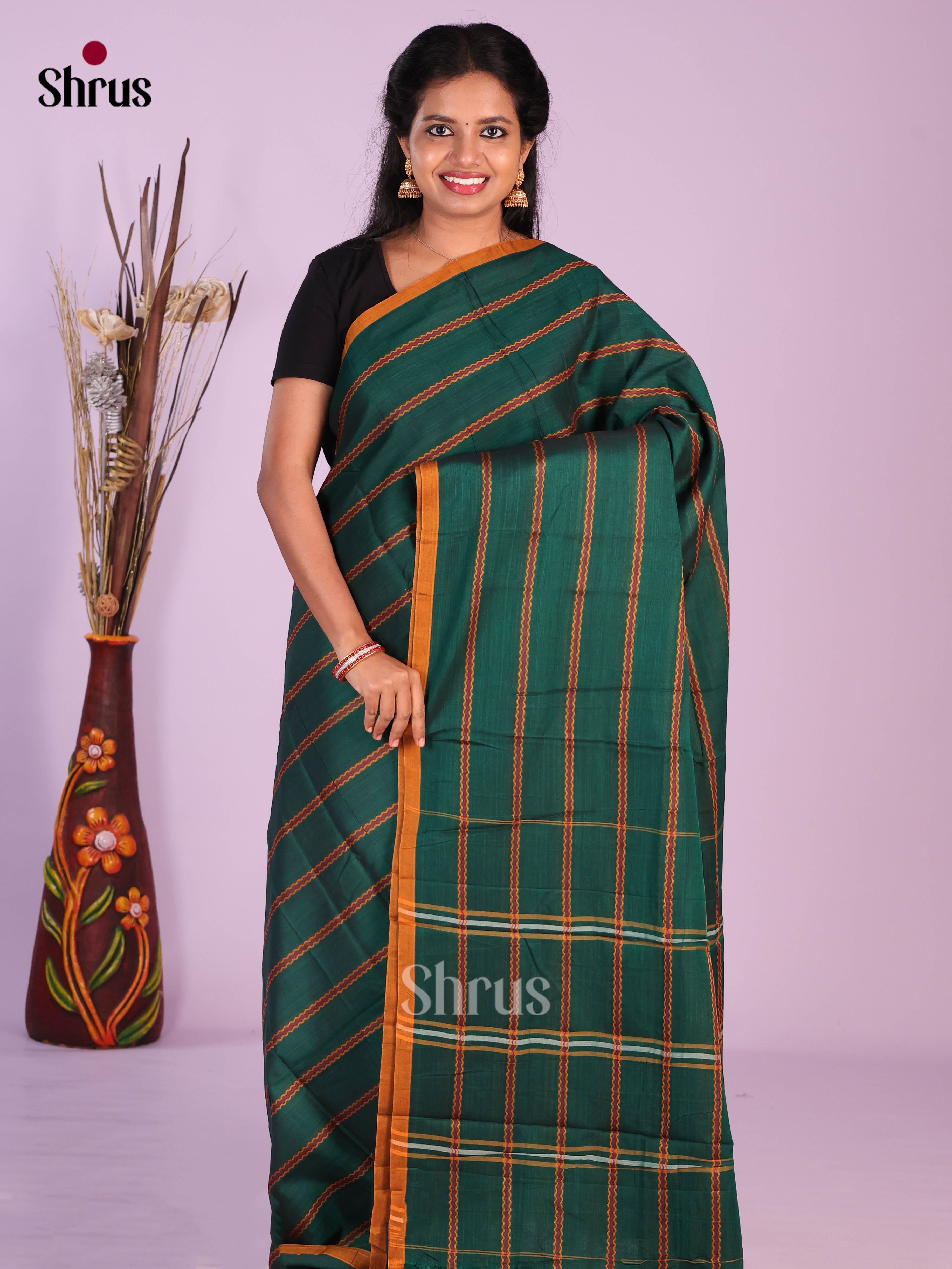 Green & Mustard - Narayanpet Cotton Saree