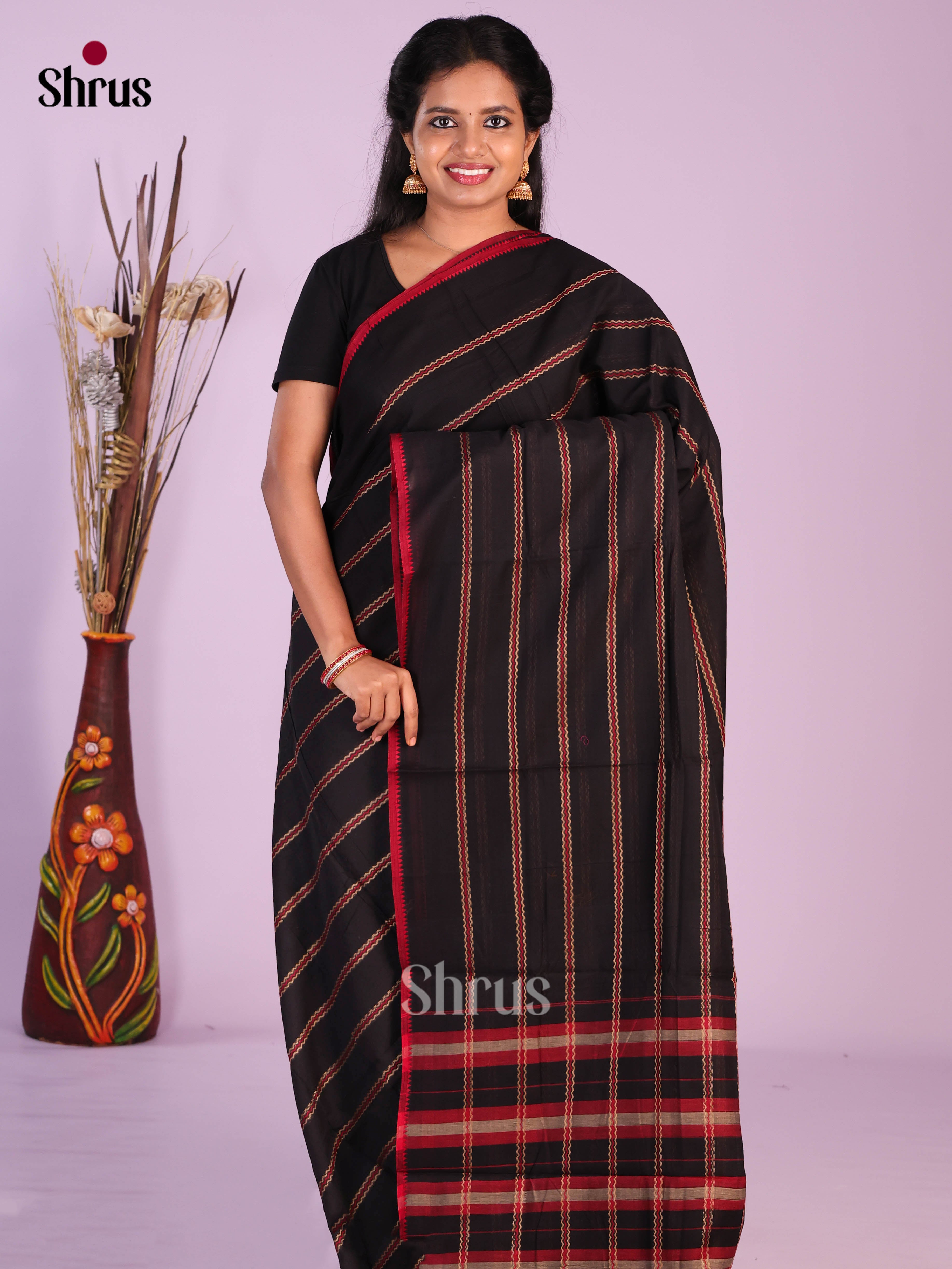 Black & Red - Narayanpet Cotton Saree