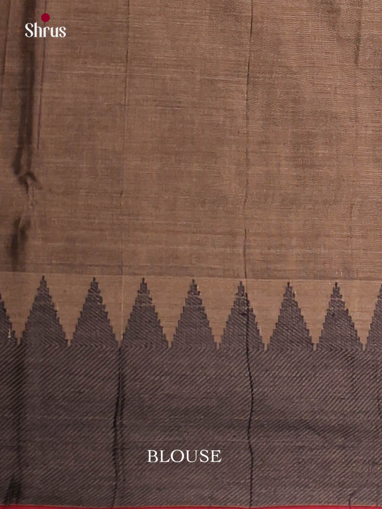 Light Brown & Red - Narayanpet Cotton Saree