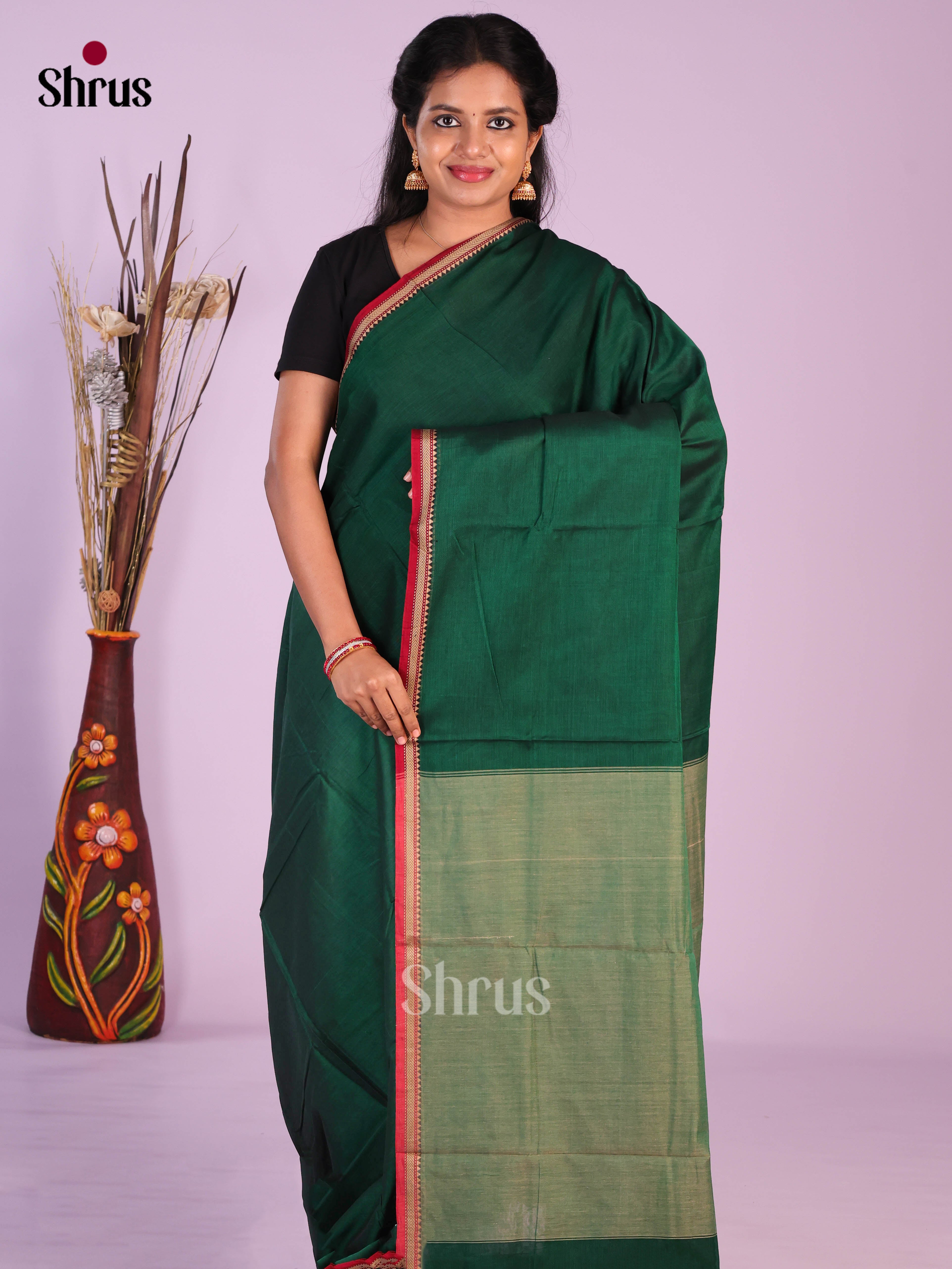 Green & Red  - Narayanpet Cotton Saree
