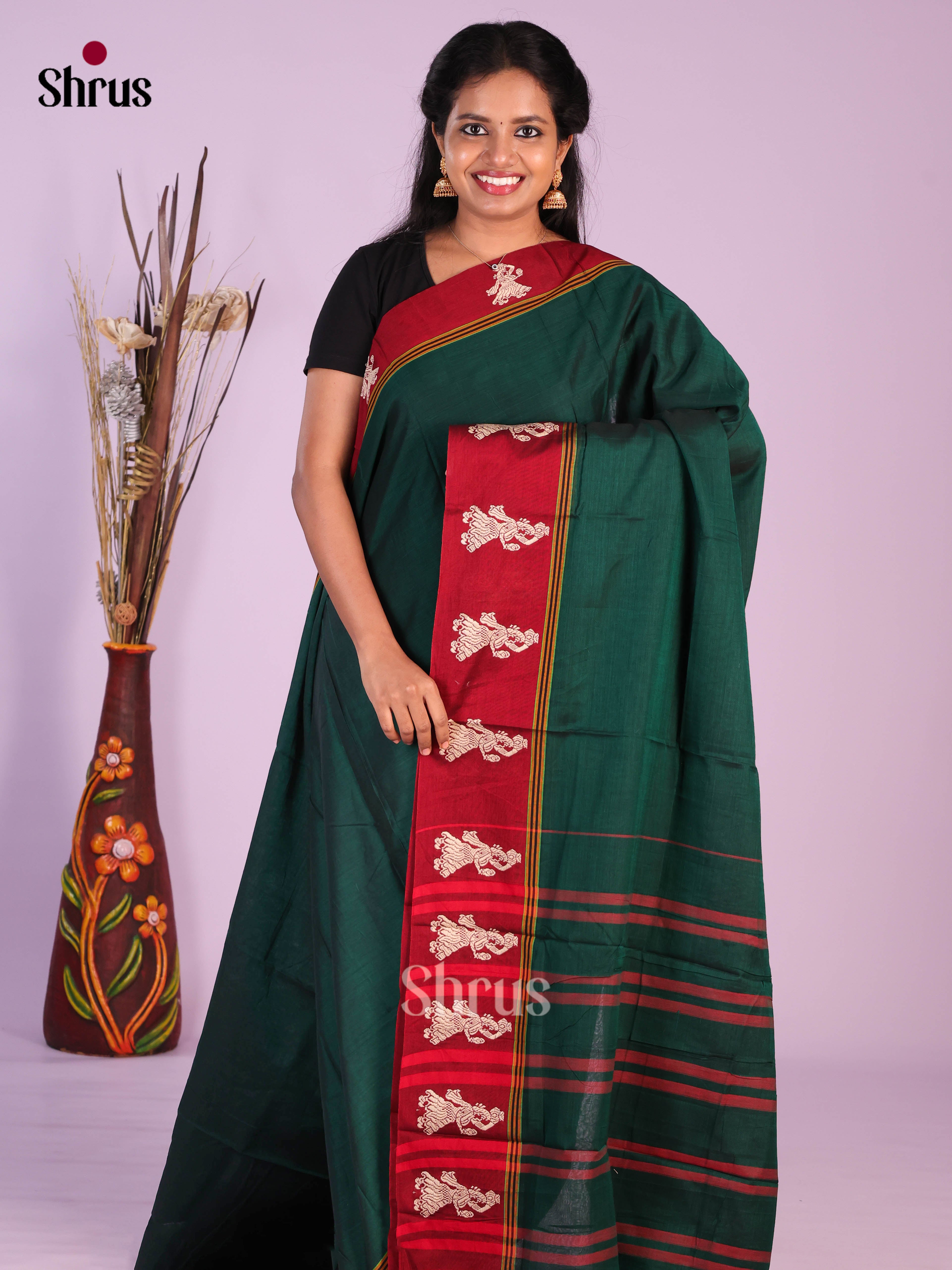 Green & Red - Narayanpet Cotton Saree