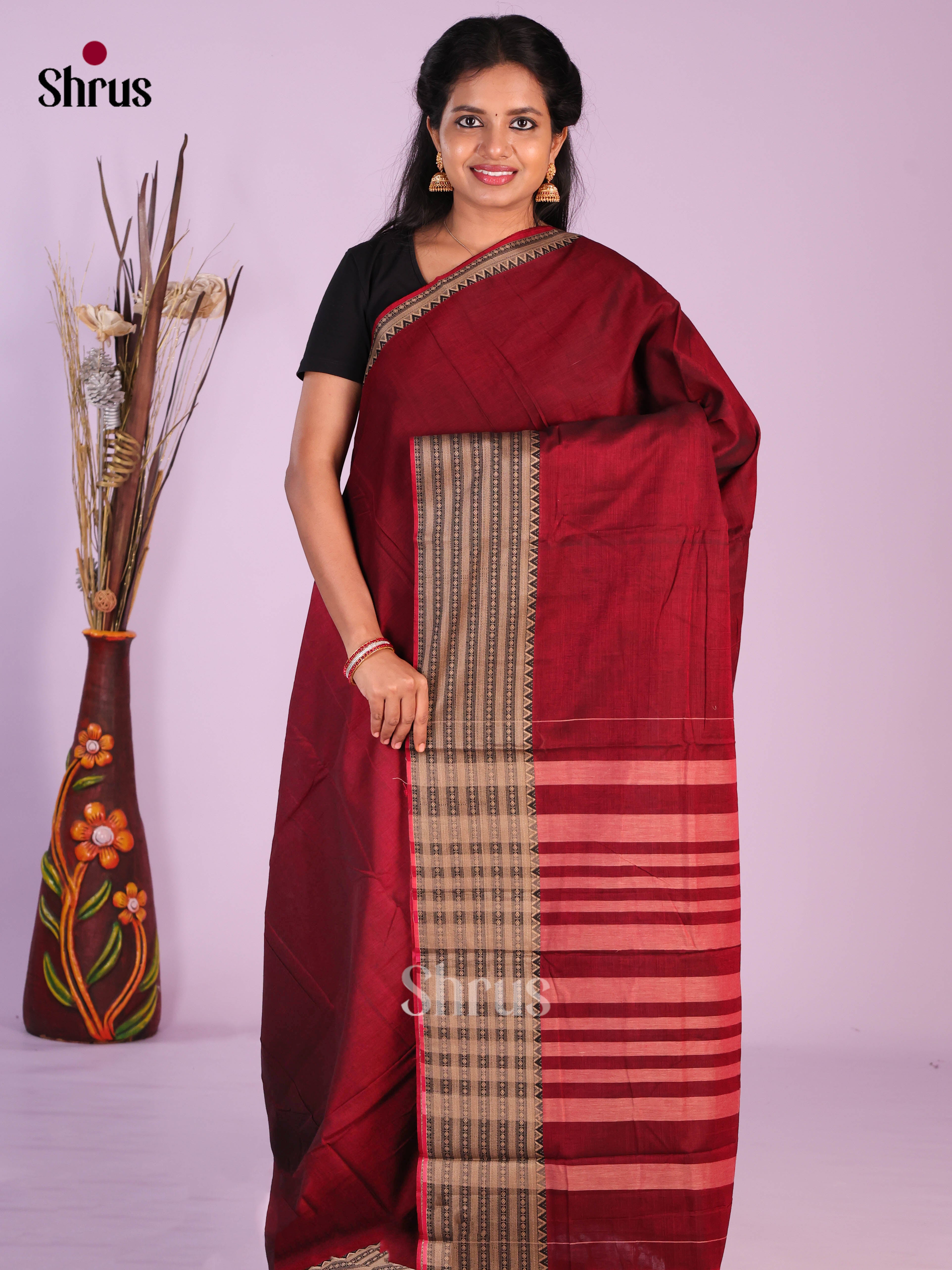 Maroon - Narayanpet Cotton Saree