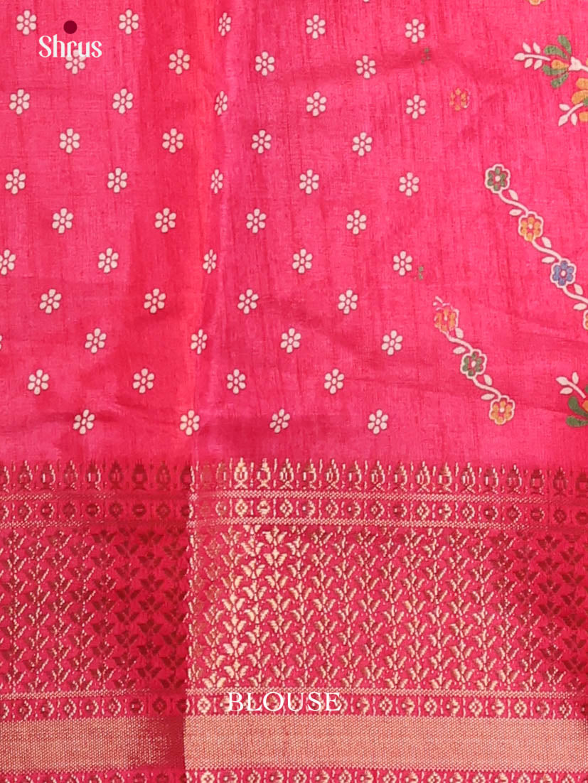 Pink - Semi Crepe Saree