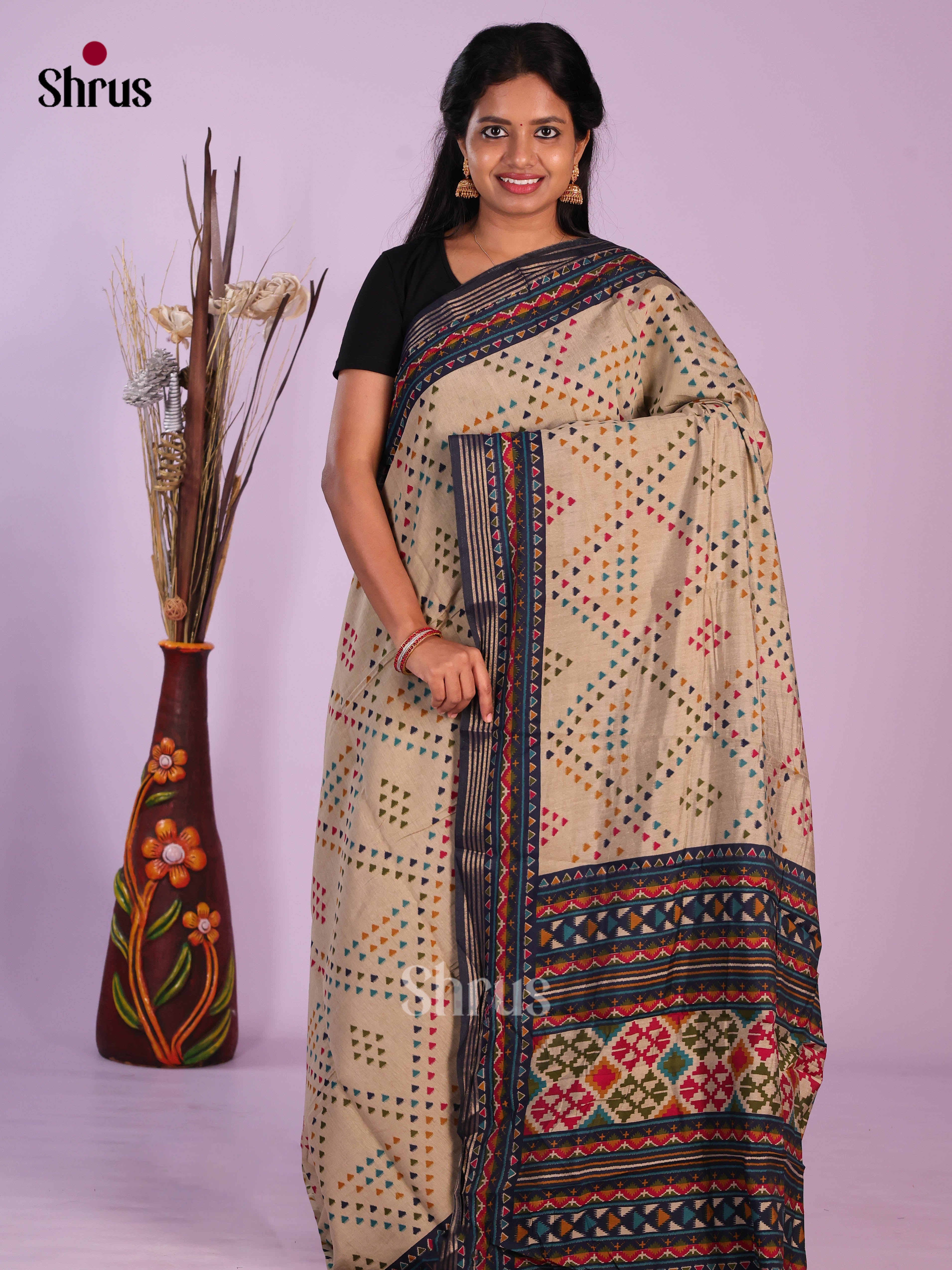 Grey & Blue - Art Modal Saree