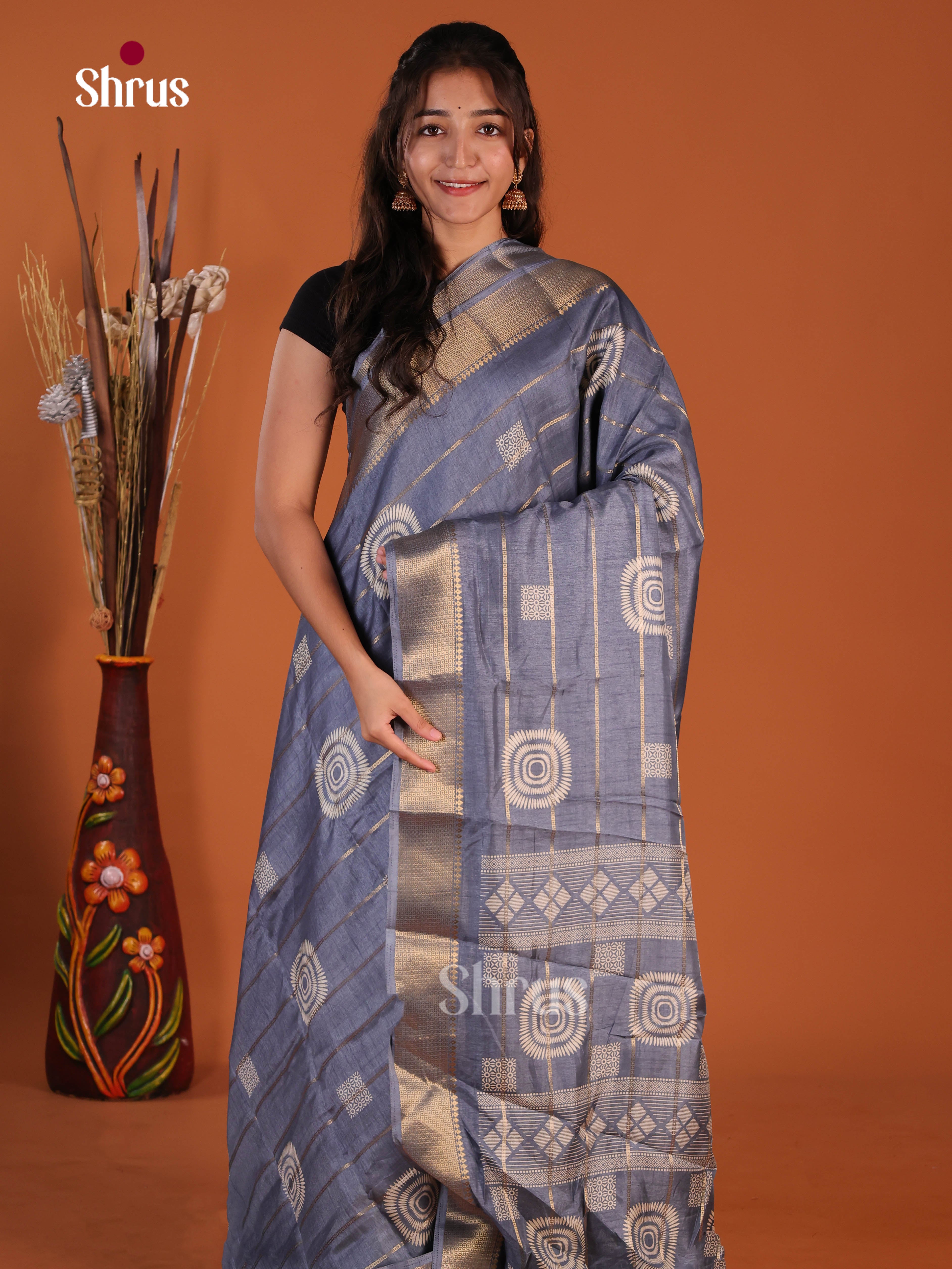 DJS08288 - Semi Crepe Saree - Shop on Shrus.com