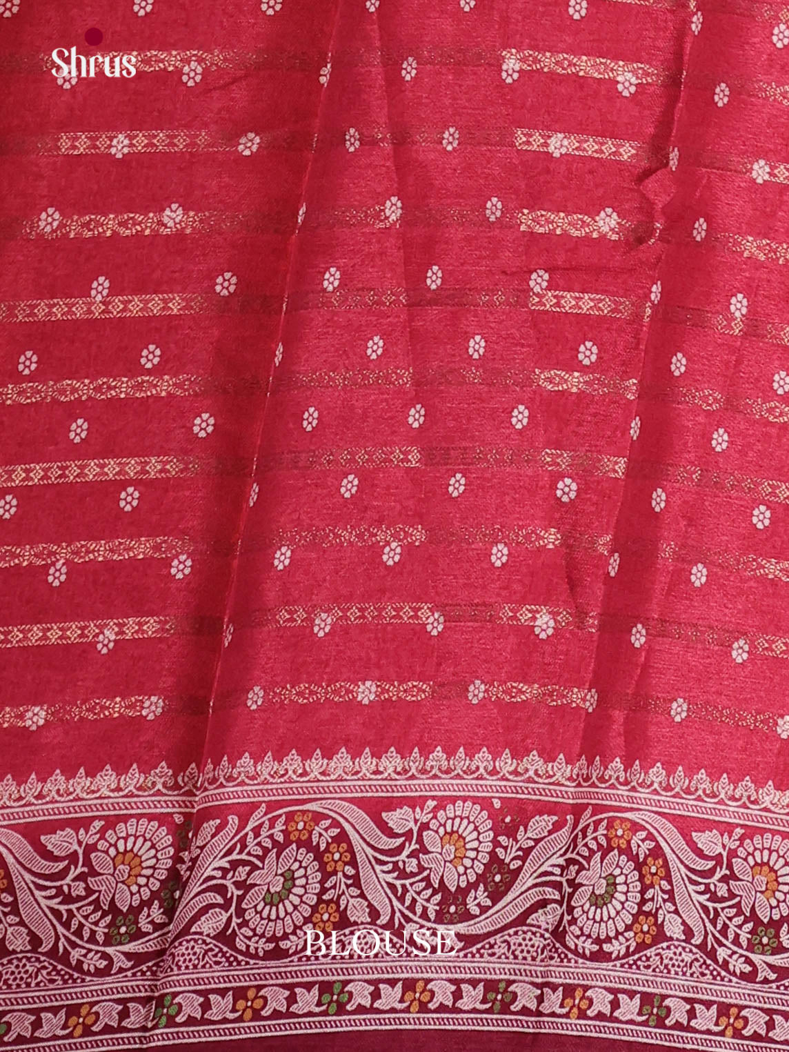 Red & Maroon- Semi Crepe Saree