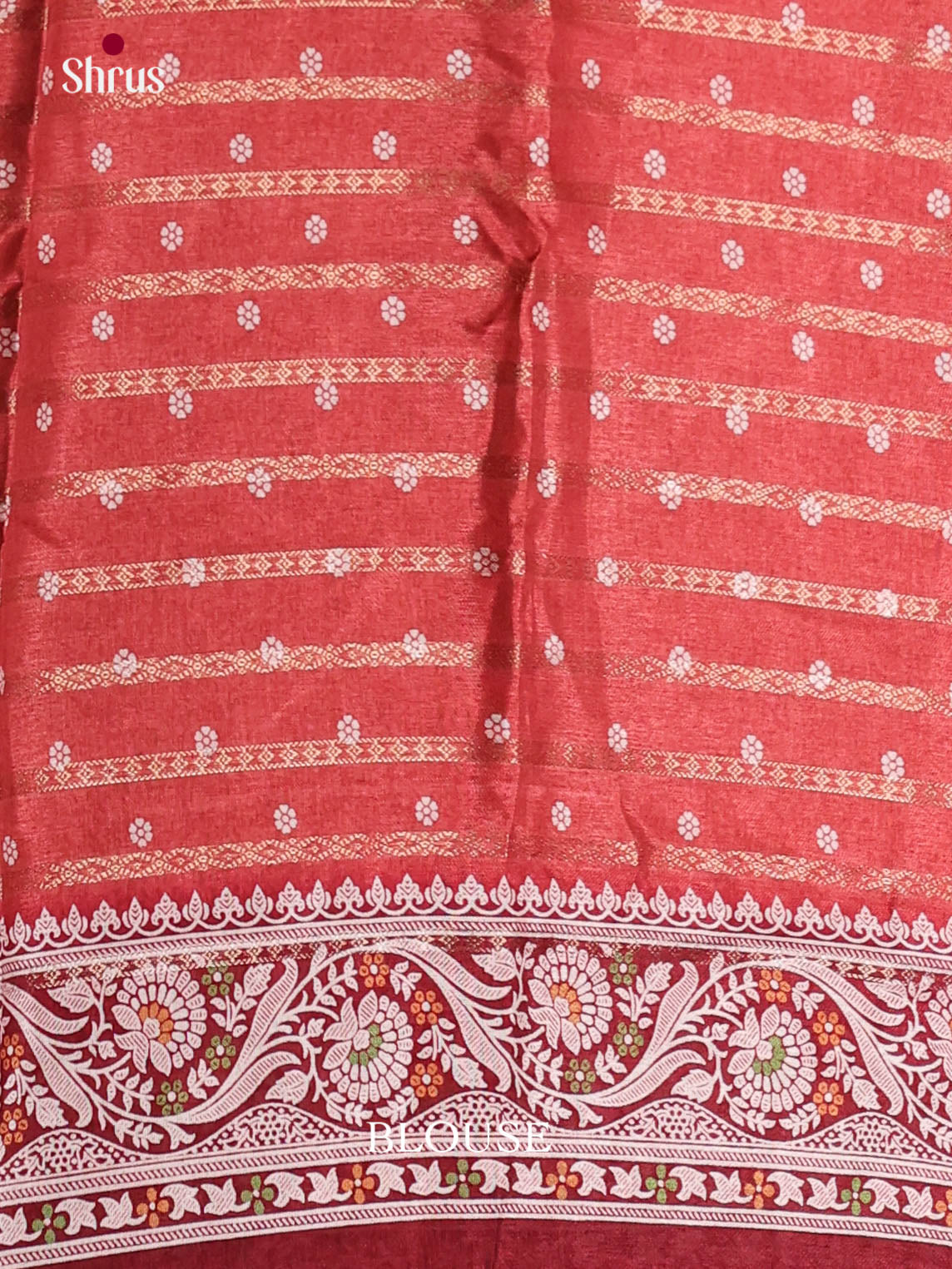 Red - Semi Crepe Saree