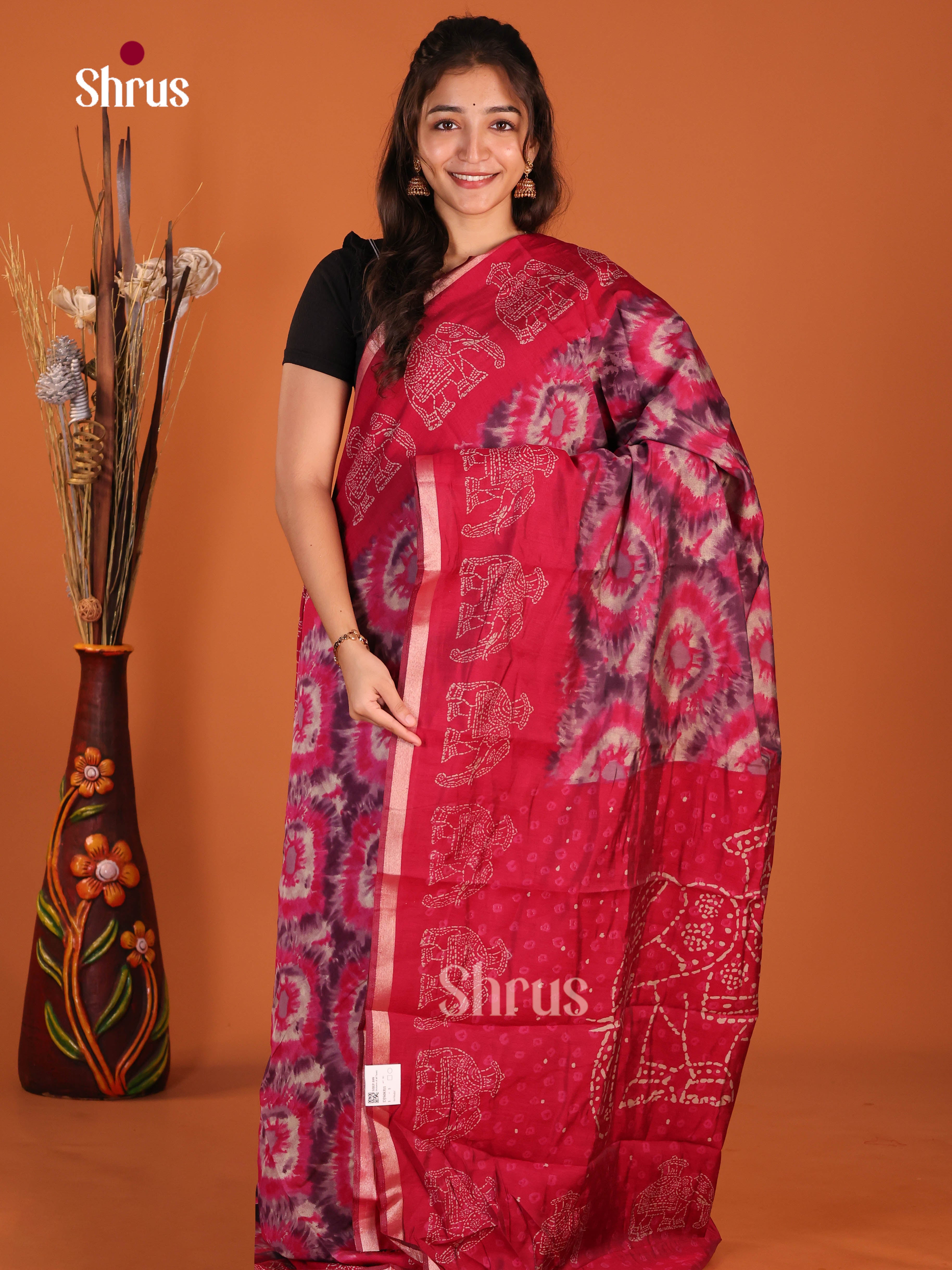 Pink & Red - Art Modal Saree
