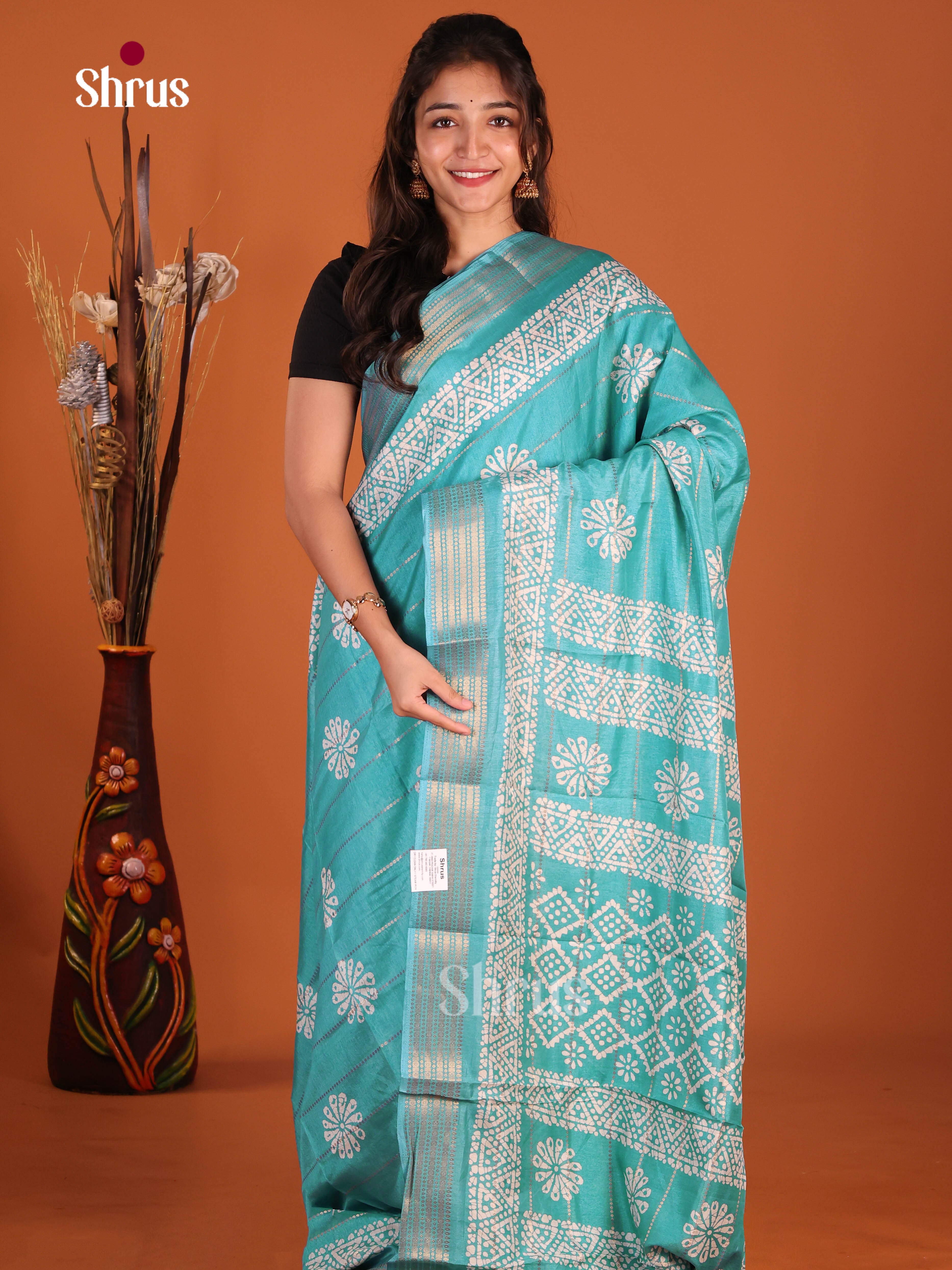 Light Blue - Semi Crepe Saree
