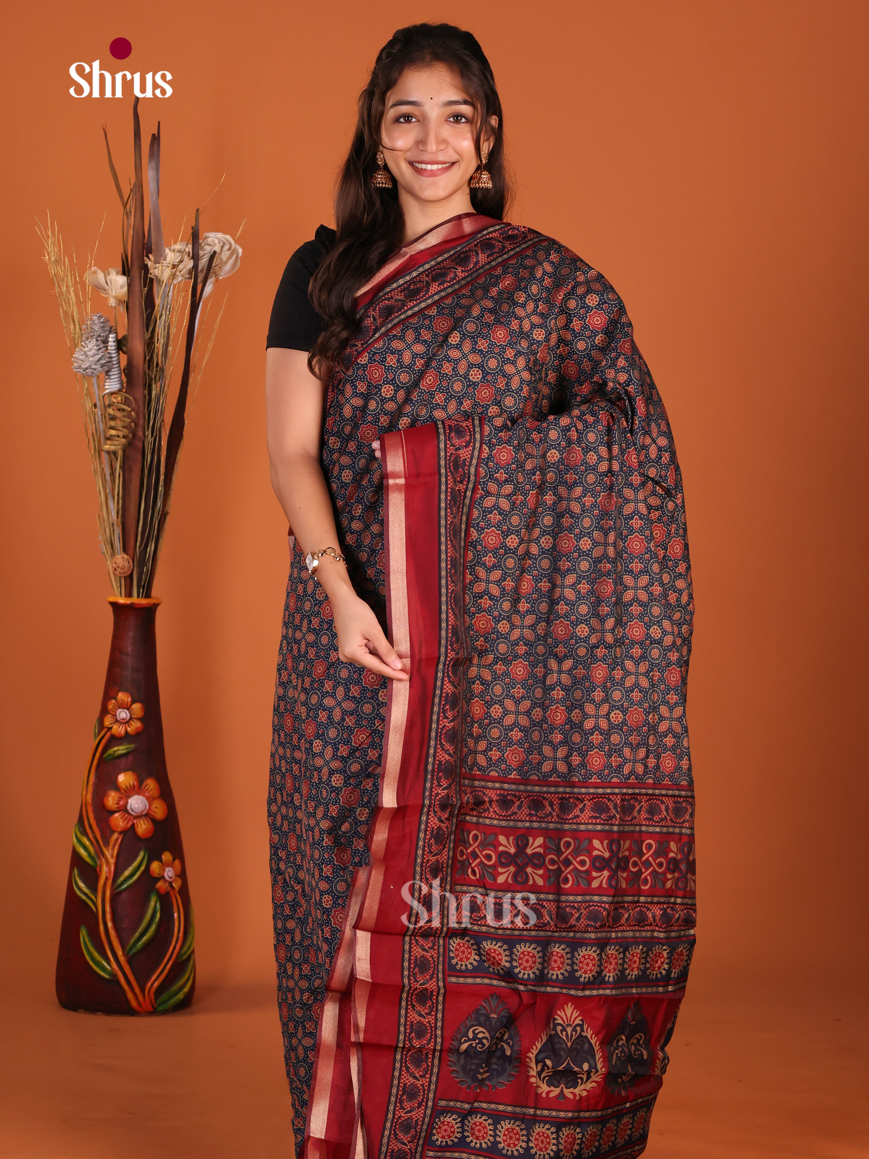 Blue & Red - Art Modal Saree