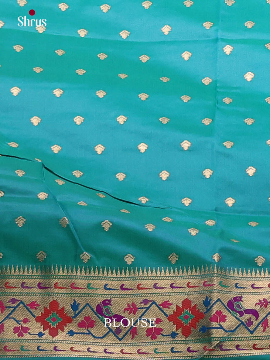 Light Green & Blue - Semi Softsilk Saree