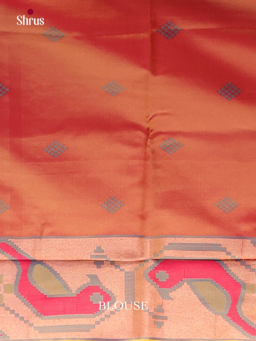 Yellow & Brick - Semi Softsilk Saree