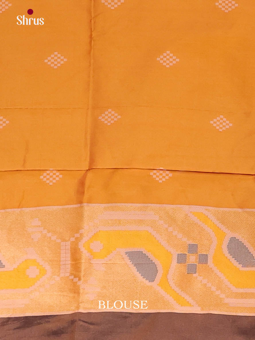 Brown &  Mustard - Semi Softsilk Saree