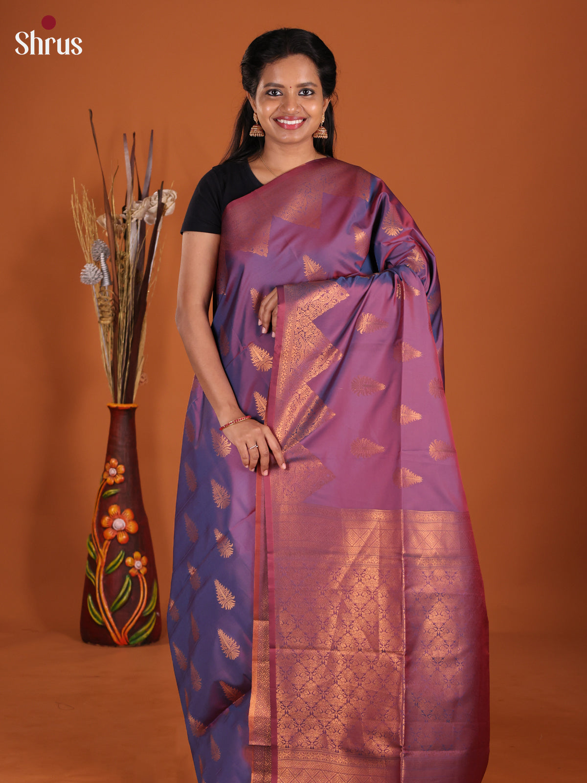 Purple - Semi Softsilk Saree