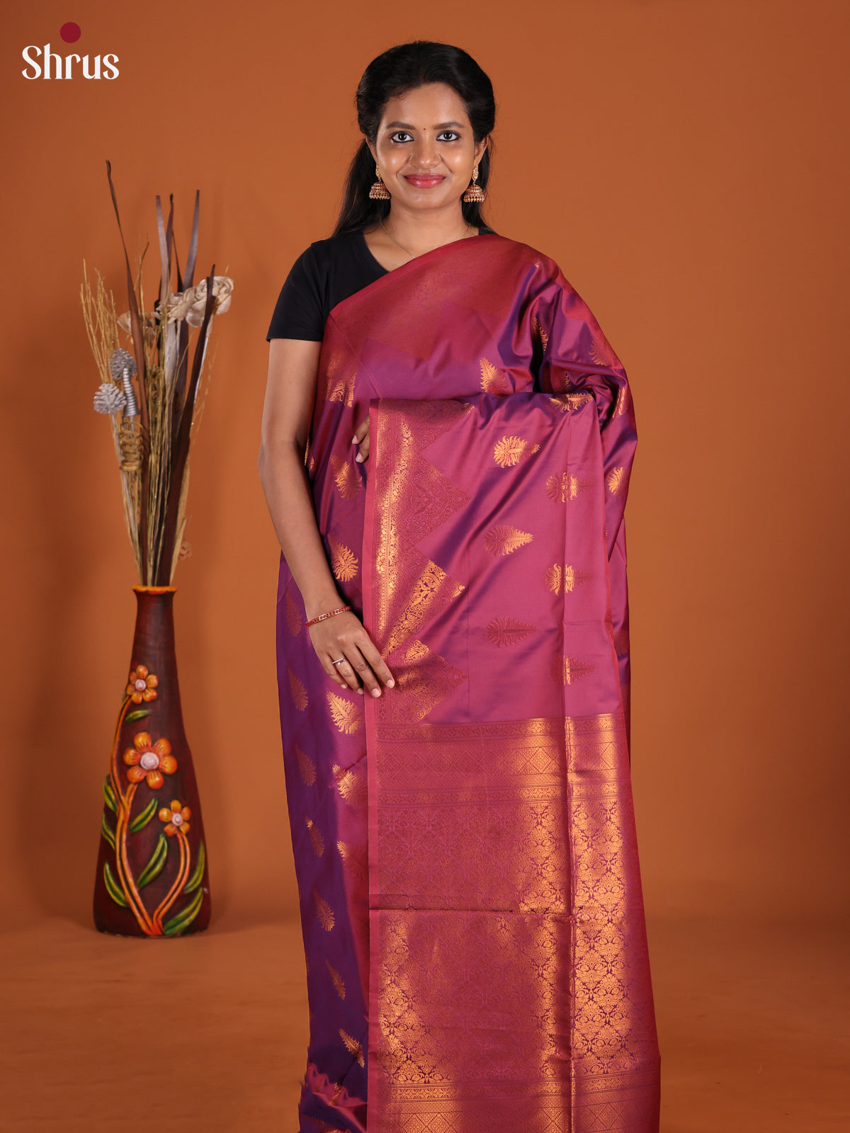 Maroon- Semi Softsilk Saree