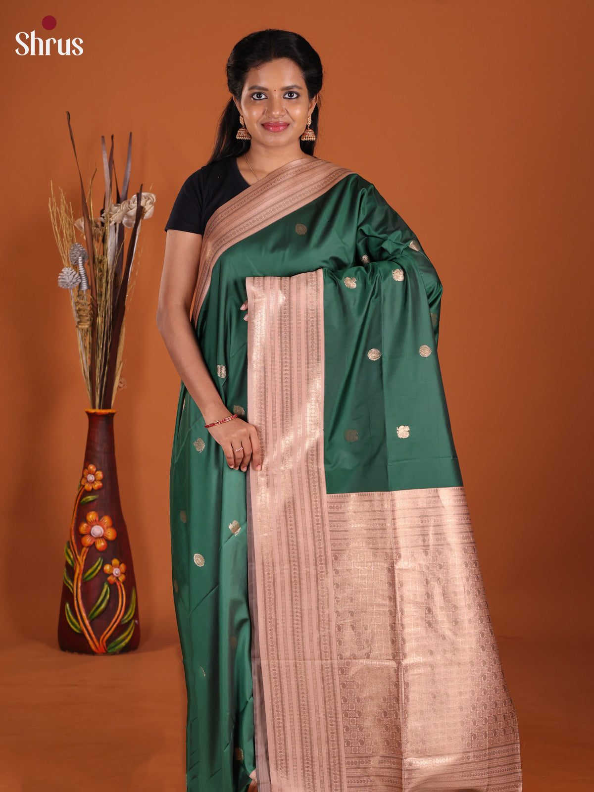 Green & Grey - Semi Softsilk Saree