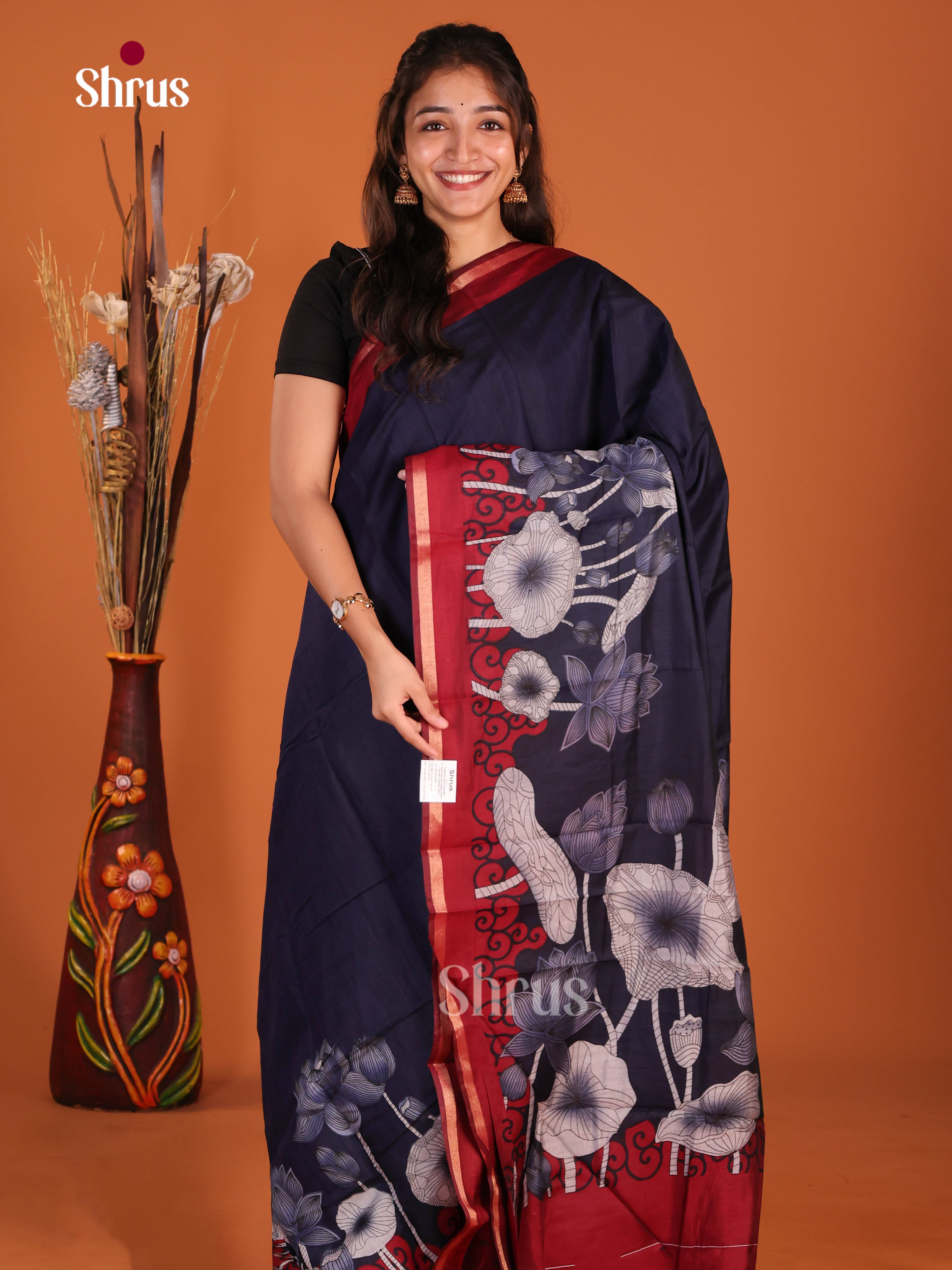 Blue & Red - Art Modal Saree