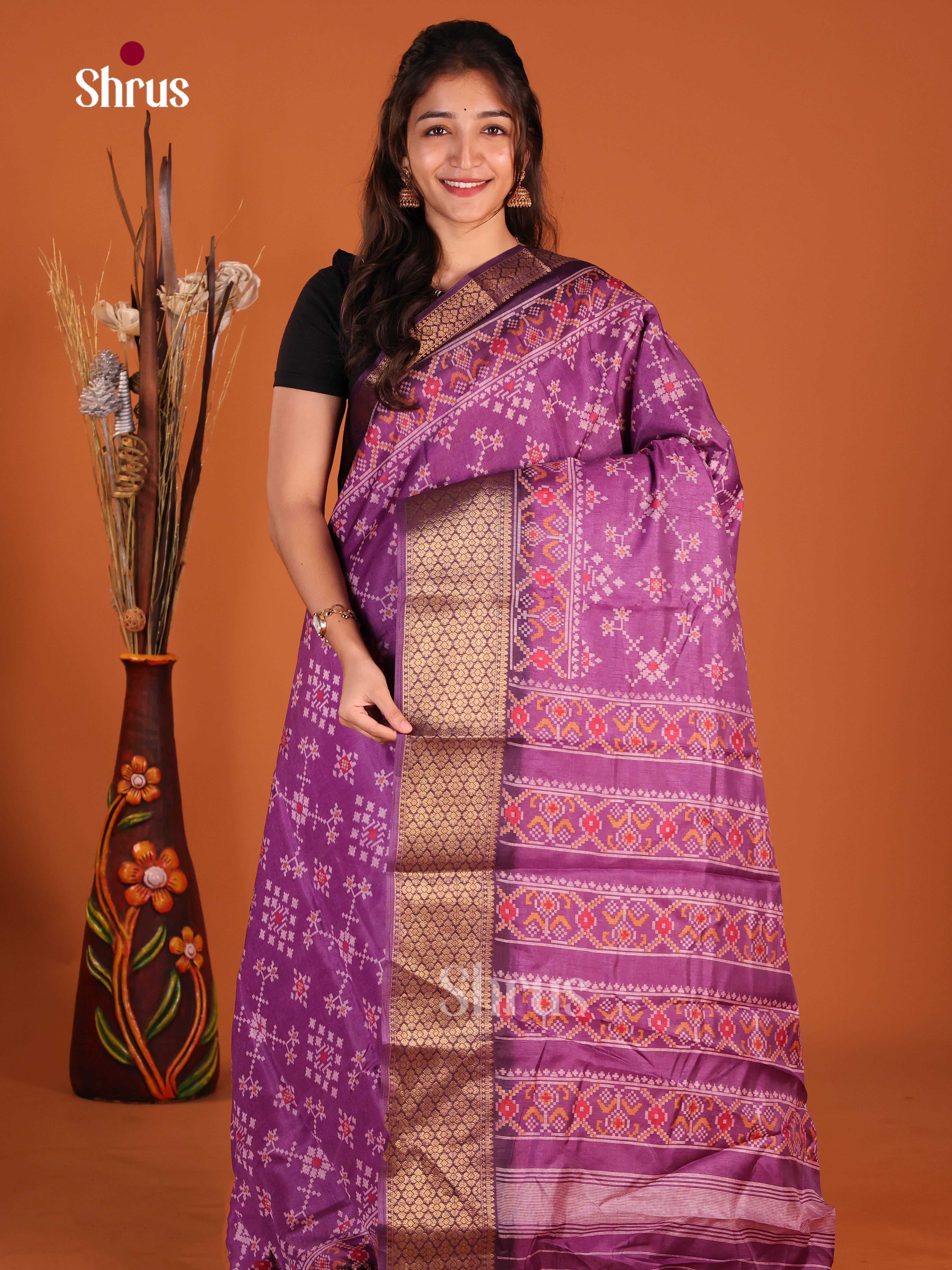 Purple & Violet - Semi Crepe Saree