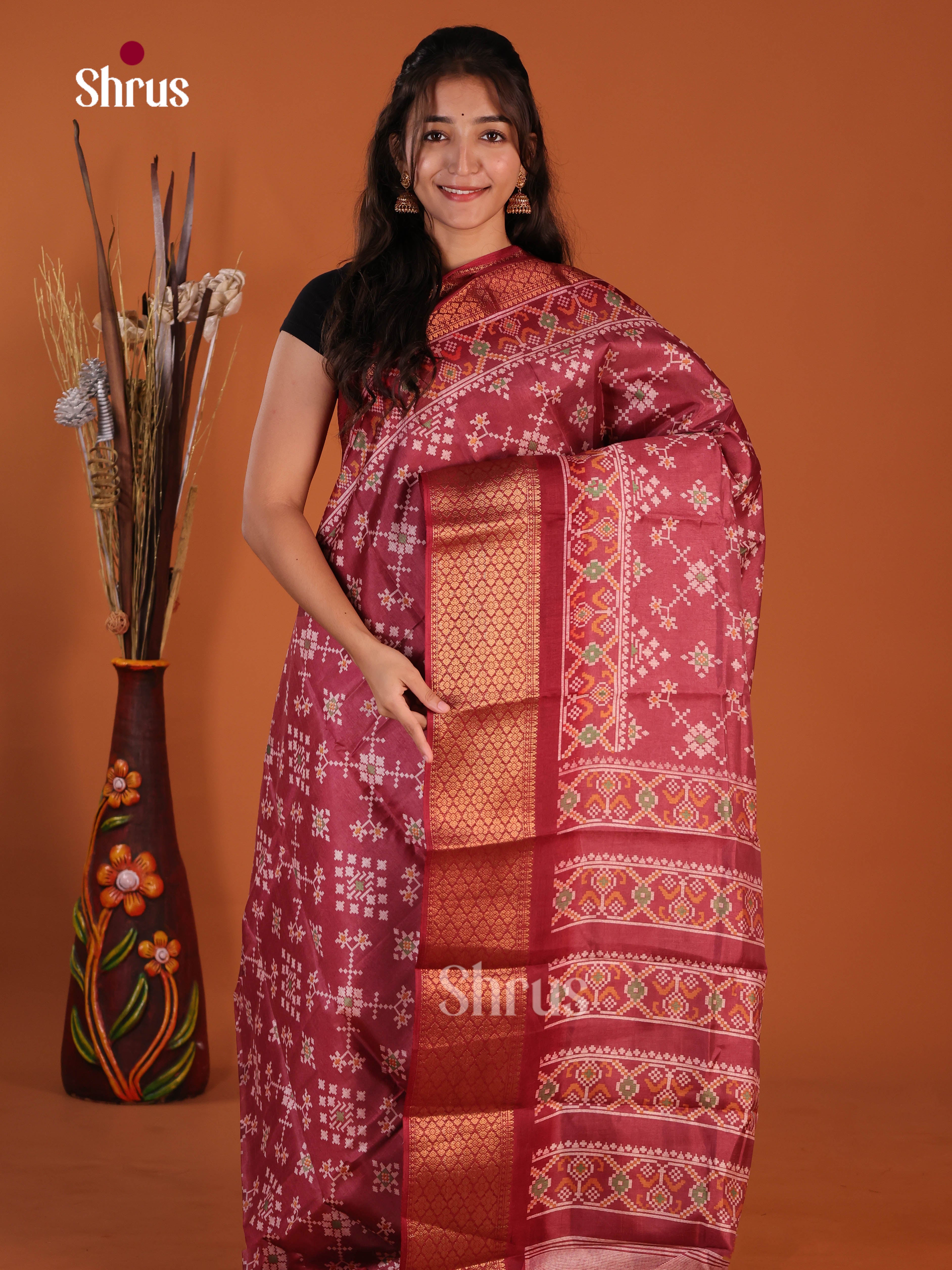 Maroon - Semi Crepe Saree - Shop on Shrus.com