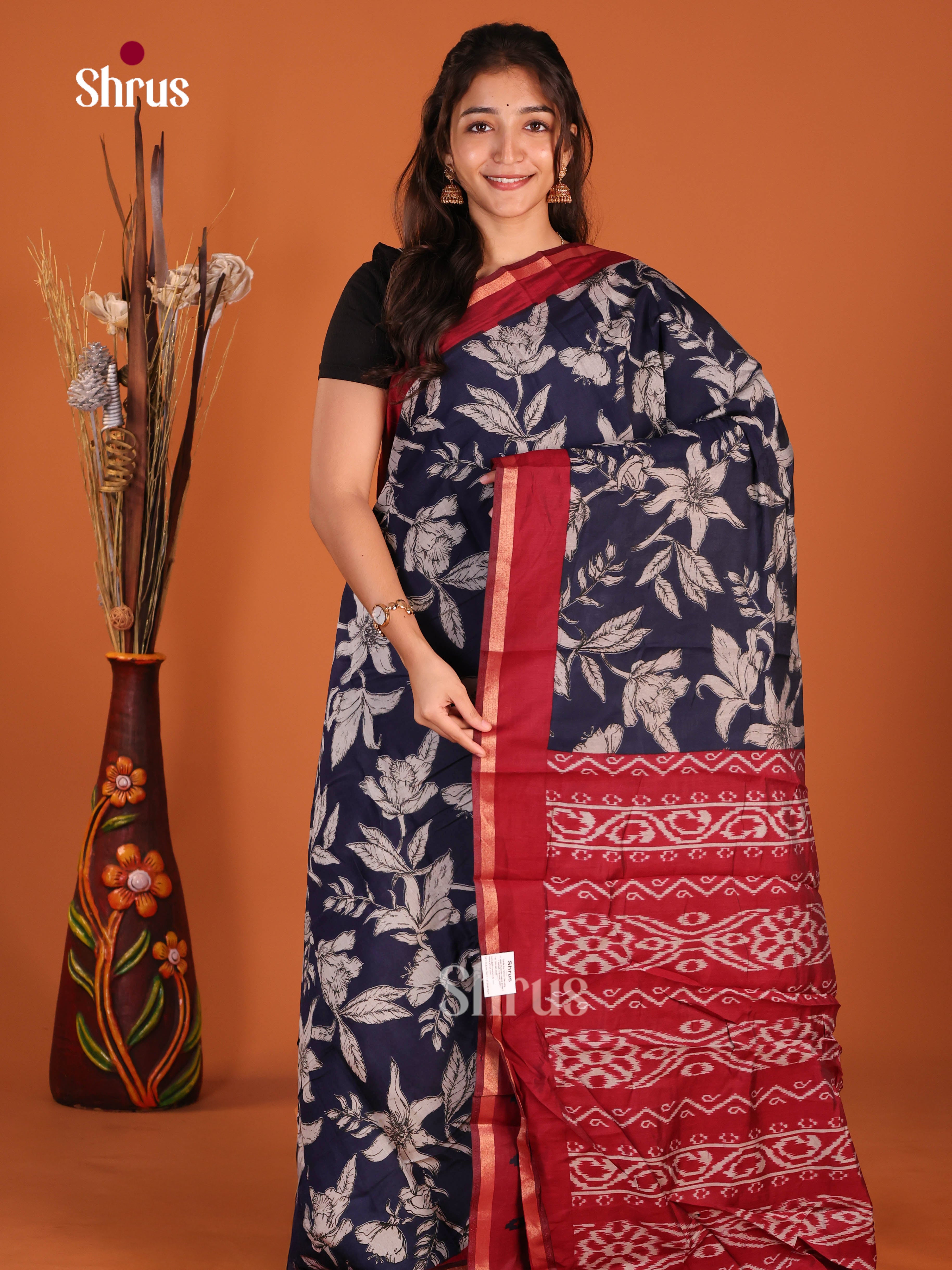 Blue & Red - Art Modal Saree