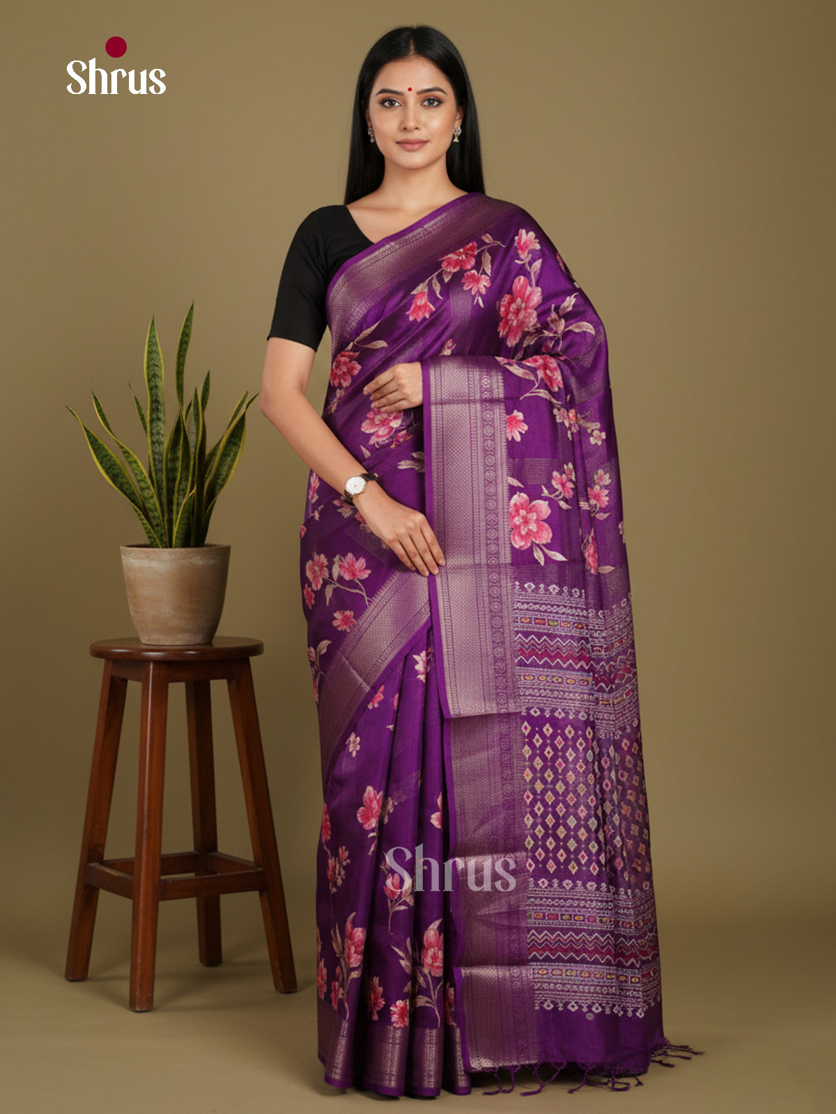 DJS10001 - Semi Crepe Saree - Shop on Shrus.com