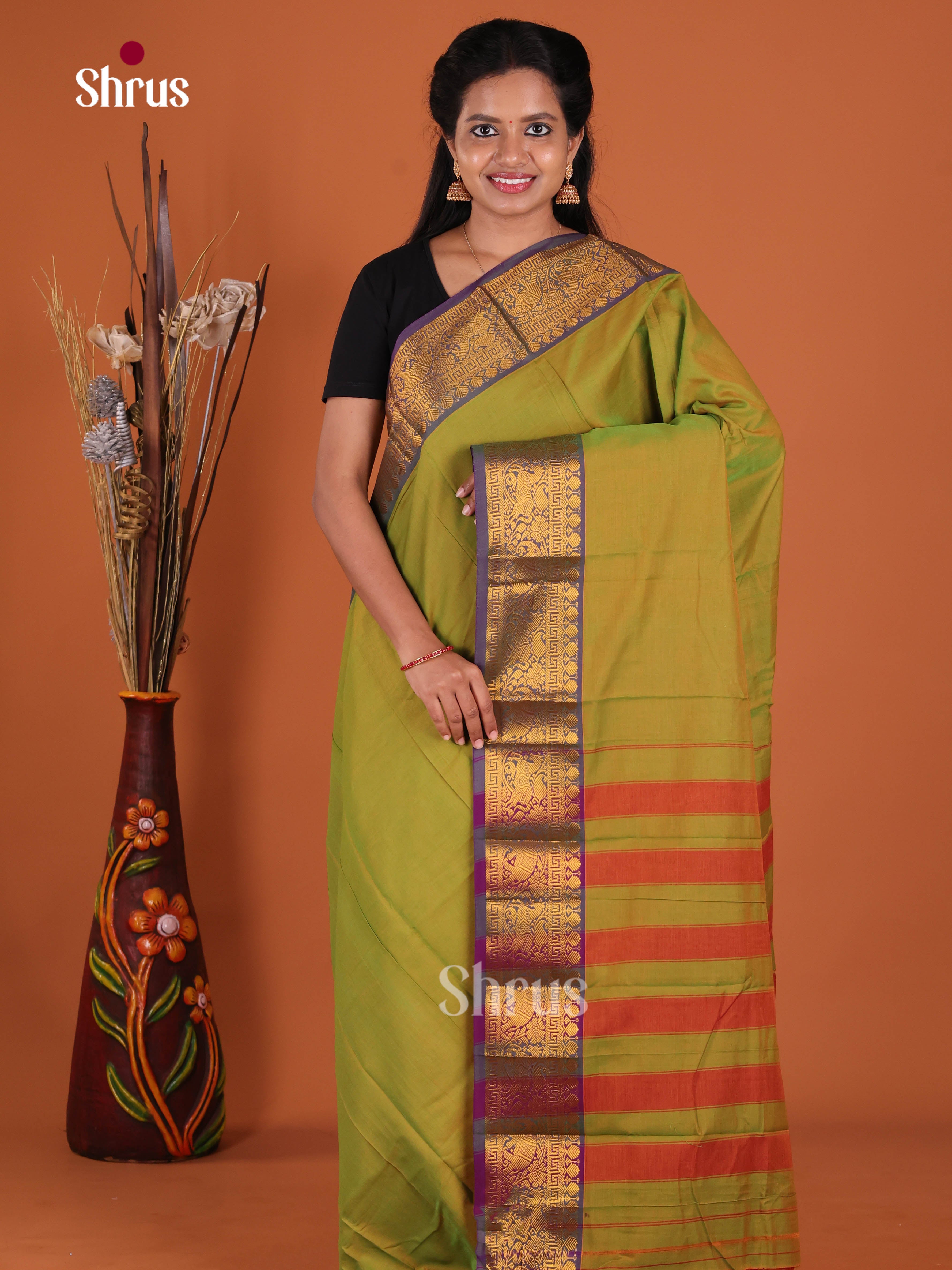 Green & Purple- Narayanpet Cotton Saree
