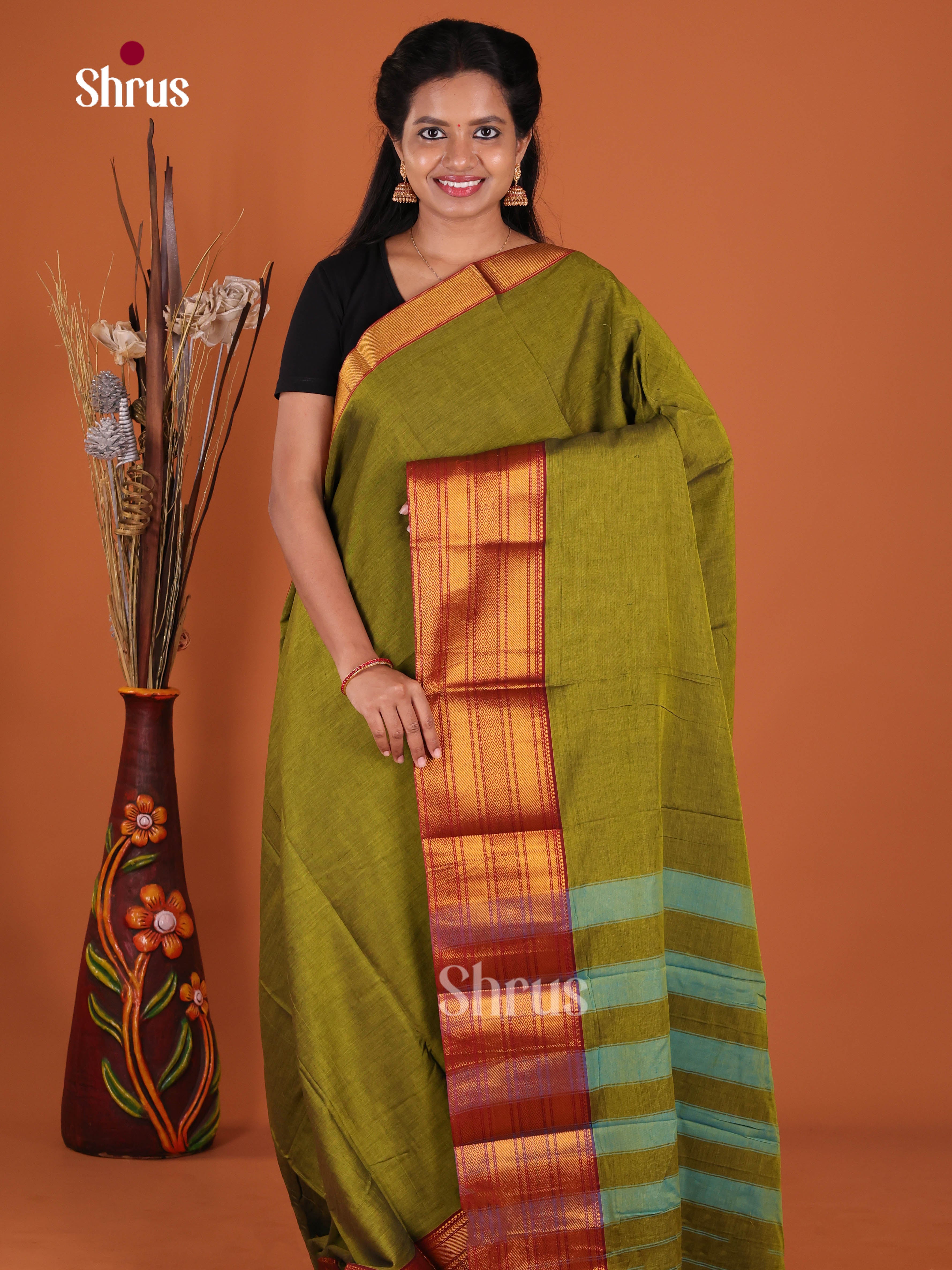 Green & Maroon - Narayanpet Cotton Saree