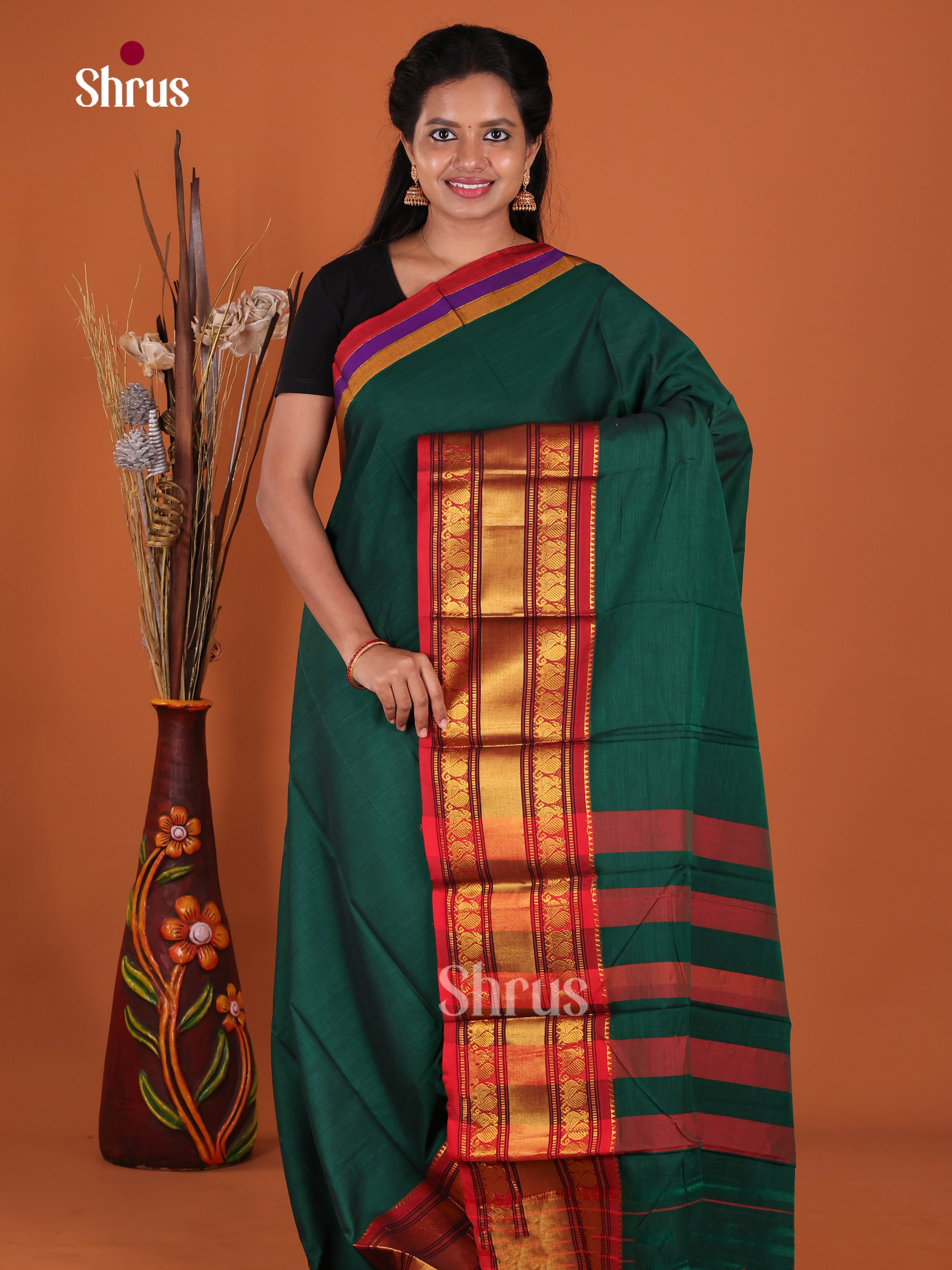 Green & Red - Narayanpet Cotton Saree