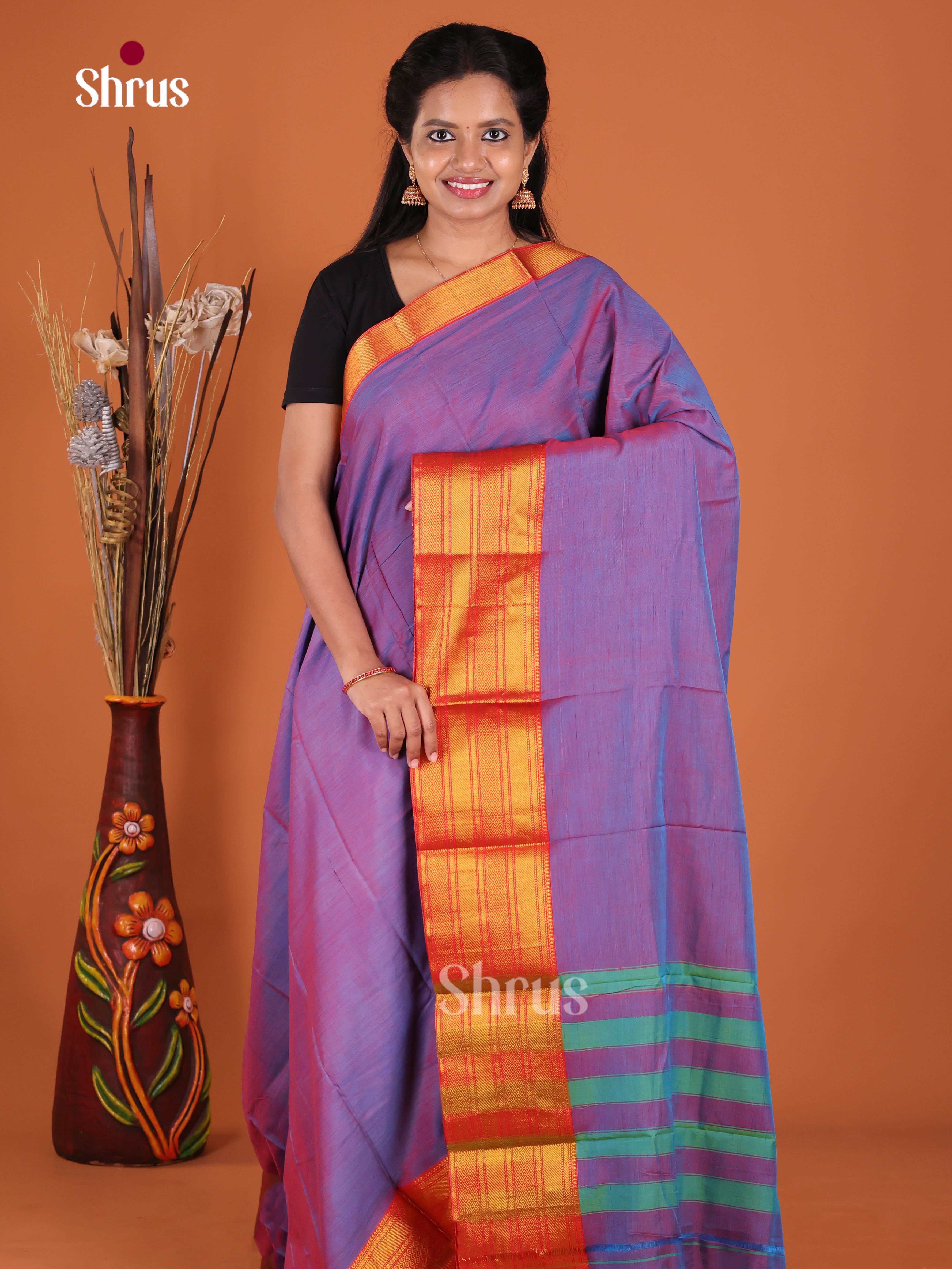 Purple & Red - Narayanpet Cotton Saree