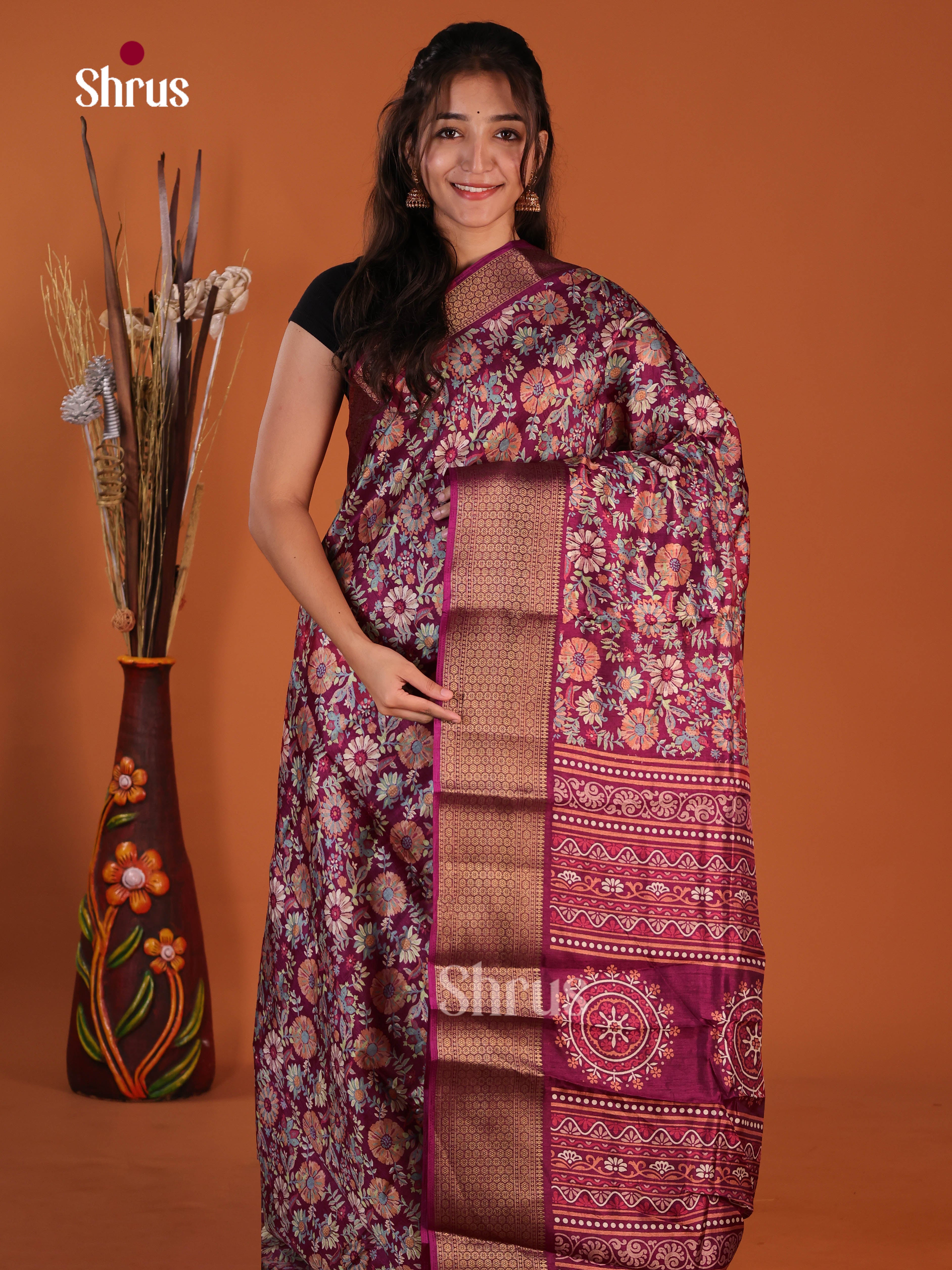 DJS10534 - Semi Crepe Saree - Shop on Shrus.com