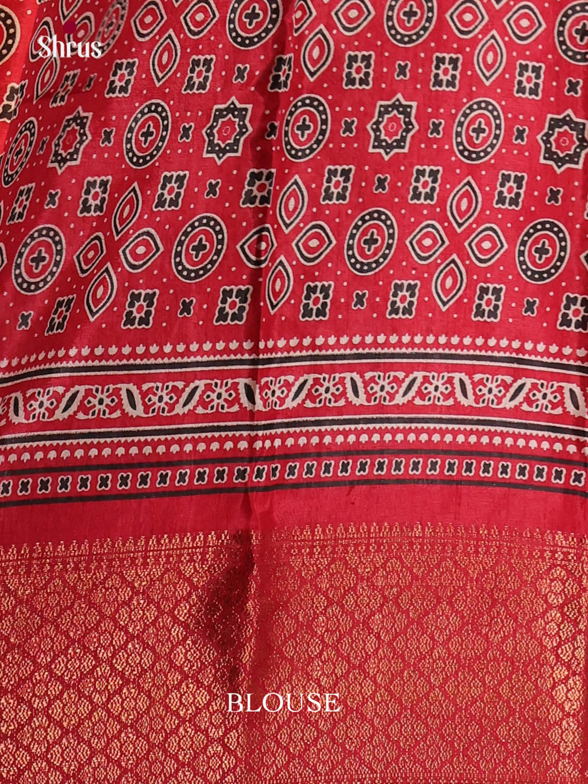 Cream & Red - Semi Crepe Saree - Shop on Shrus.com