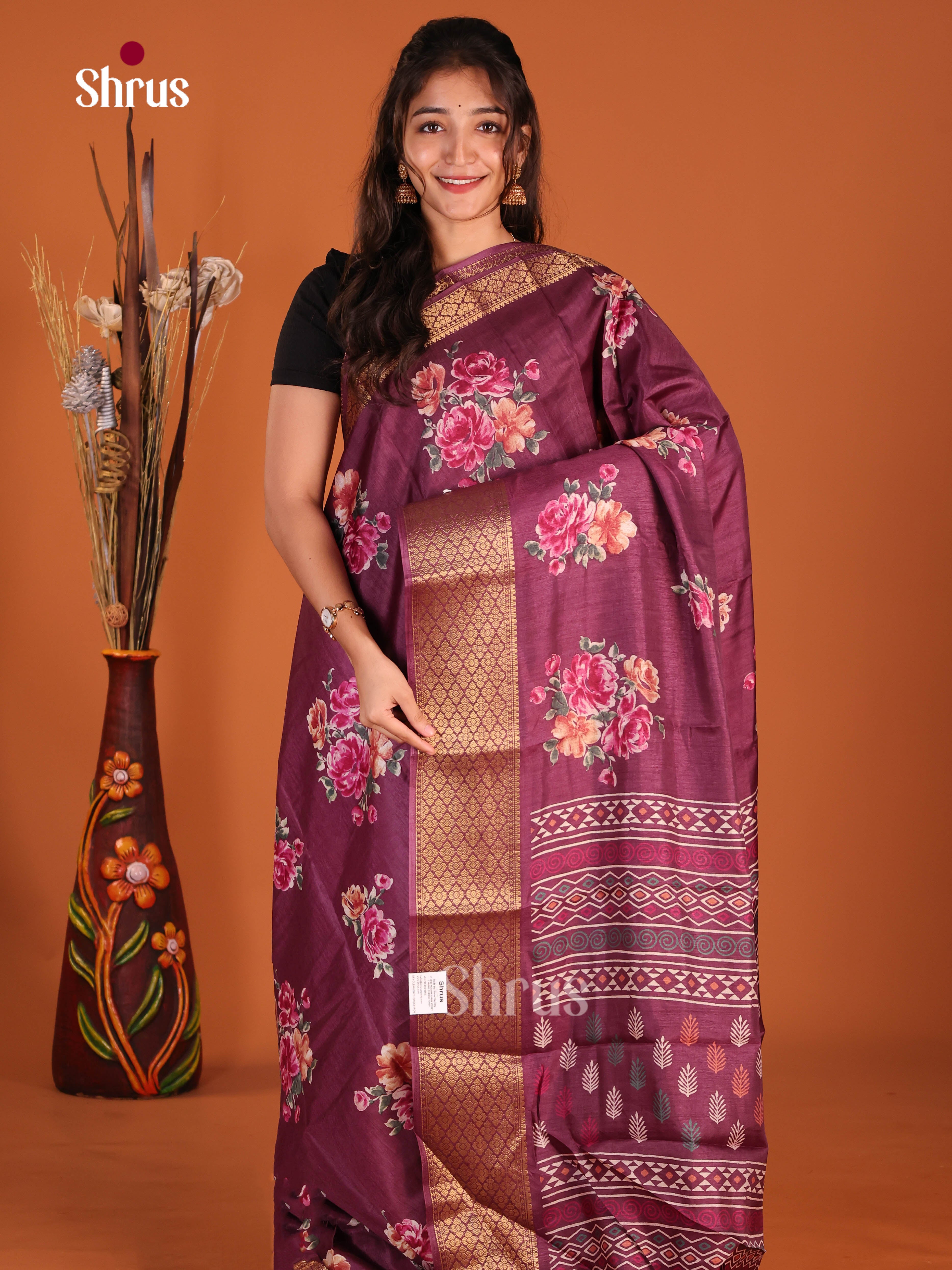DJS10567 - Semi Crepe Saree - Shop on Shrus.com