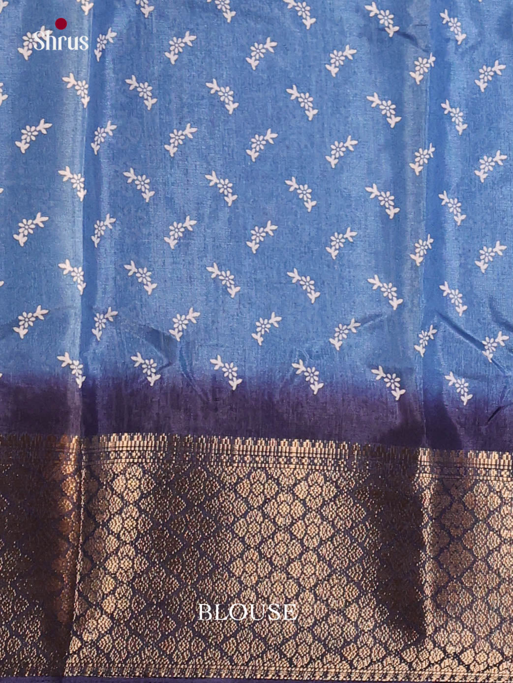 Blue & Navy Blue - Semi Crepe Saree