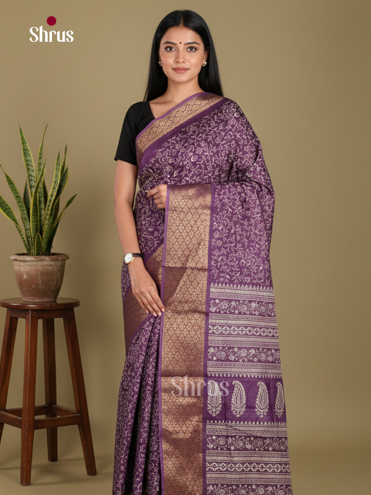 DJS11002 - Semi Crepe Saree - Shop on Shrus.com