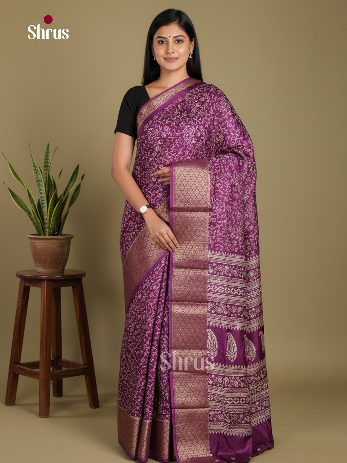 DJS11004 - Semi Crepe Saree - Shop on Shrus.com