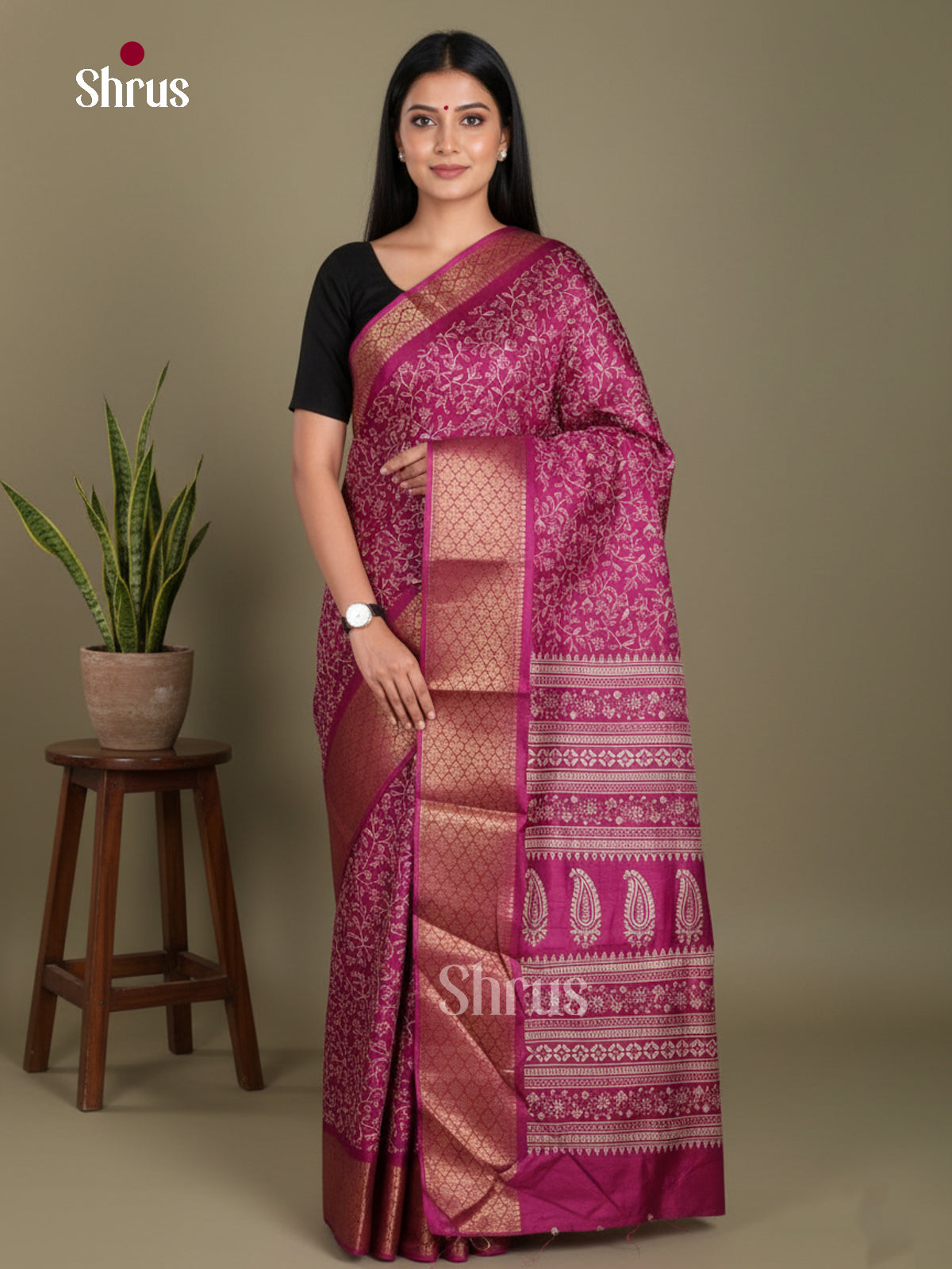 DJS11007 - Semi Crepe Saree - Shop on Shrus.com