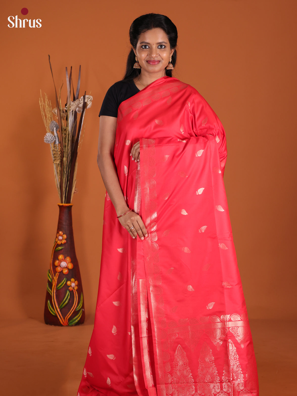 Red- Semi Softsilk Saree