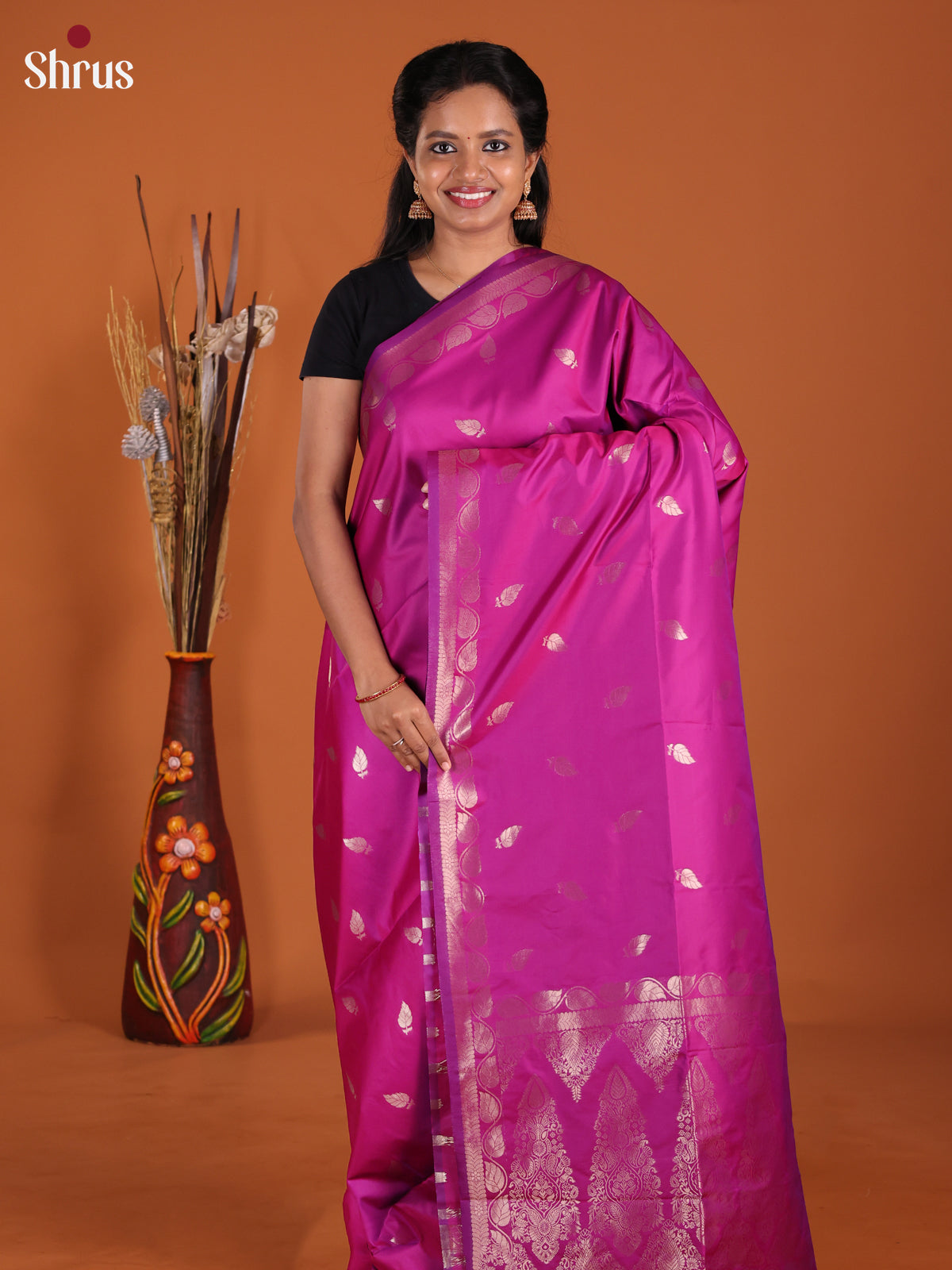 Purple - Semi Softsilk Saree