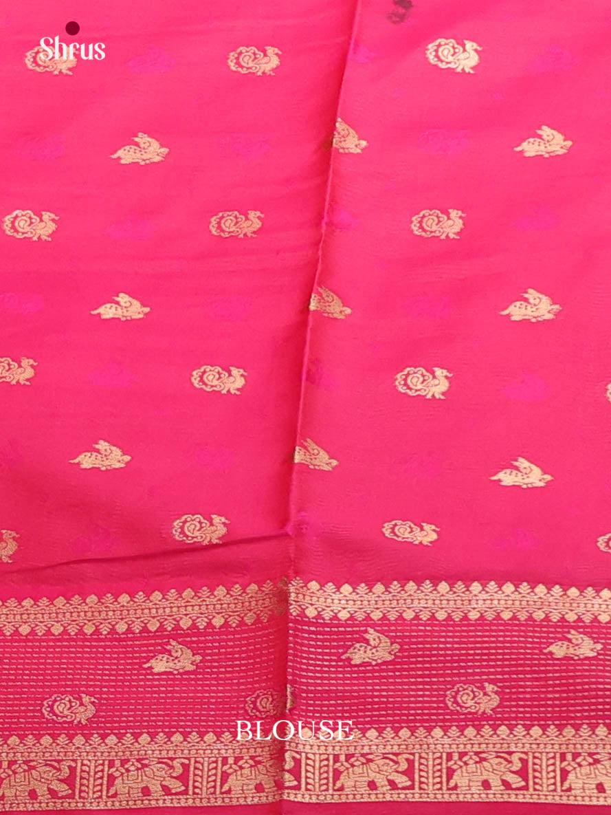 Pink - Semi Softsilk Saree