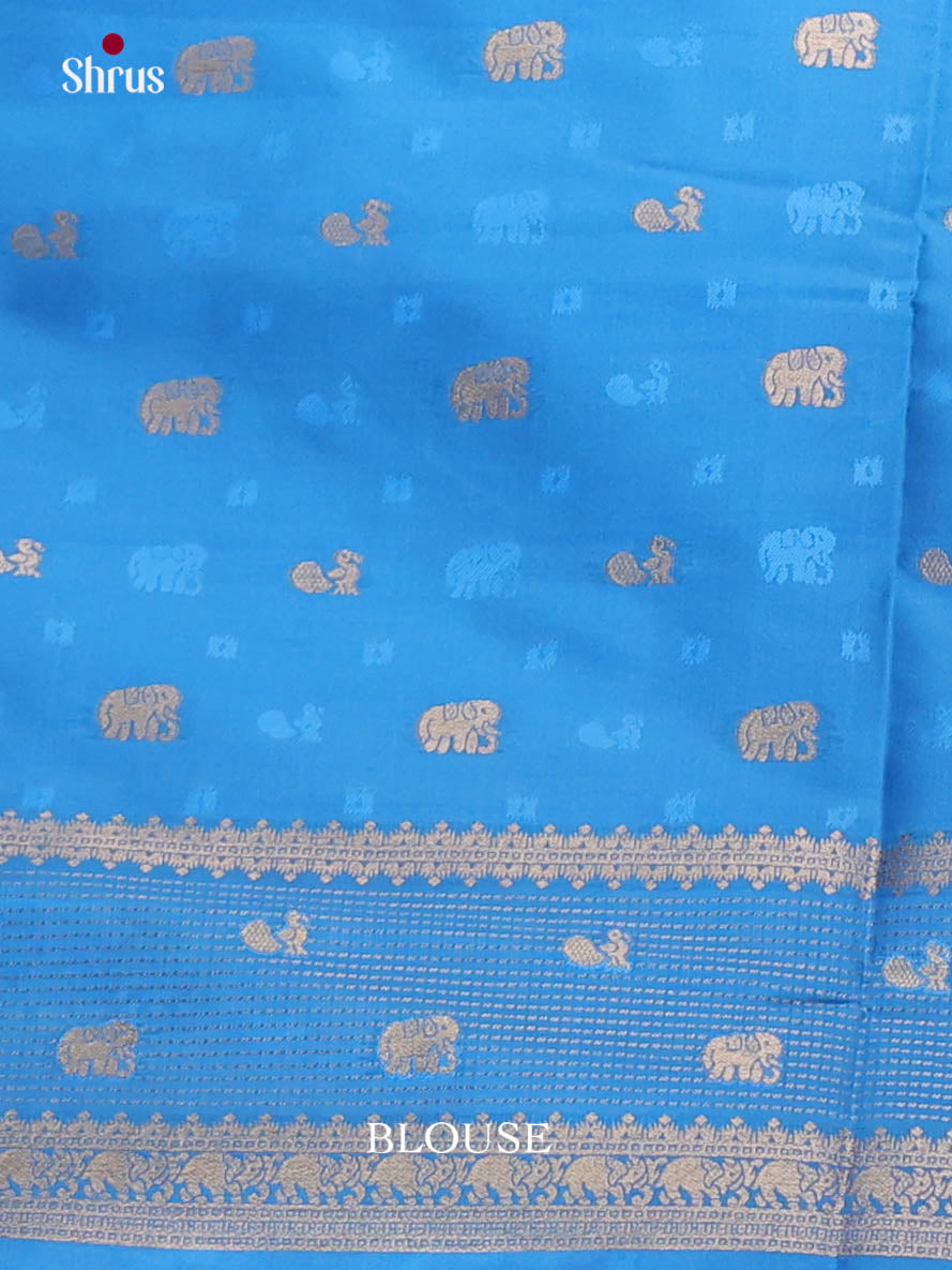 Blue - Semi Softsilk Saree
