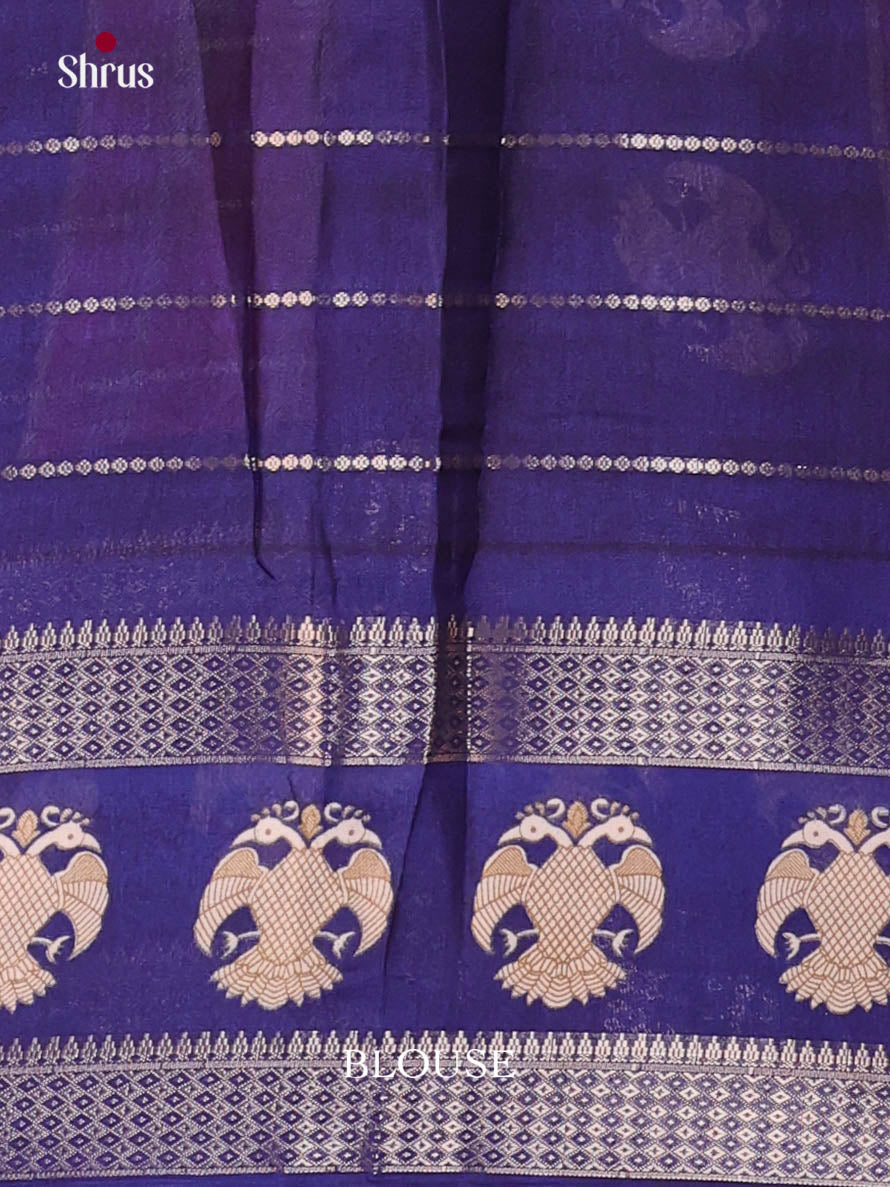 Red & Blue - Semi Mysoresilk Saree