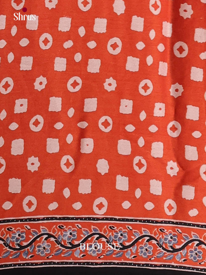 Black & Orange - Semi Modal  Saree